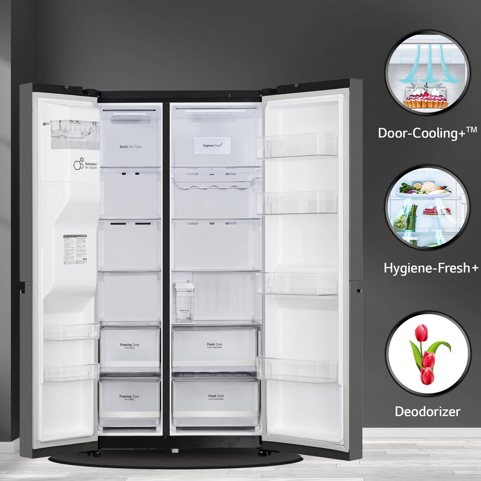 LG 635 Litres 3 Star Frost Free Double Door Smart Wifi Enabled Refrigerator with Deodorizer (GL-L257CMCX, Matt Black) LG 635 Litres 3 Star Frost Free Double Door Smart Wifi Enabled Refrigerator with Deodorizer (GL-L257CMCX, Matt Black)_14