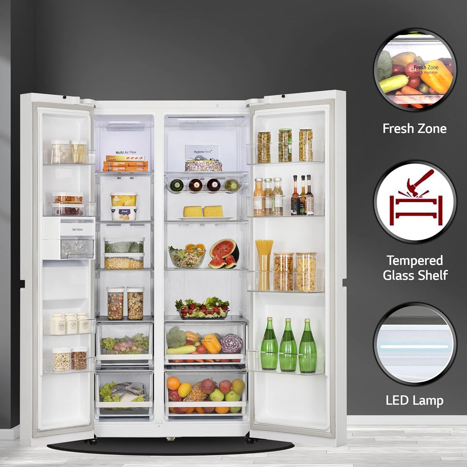 LG 655 Litres Side by Side Refrigerator with Smart Diagnosis (GL-B257DLWX, Linen White) LG 655 Litres Side by Side Refrigerator with Smart Diagnosis (GL-B257DLWX, Linen White)_11