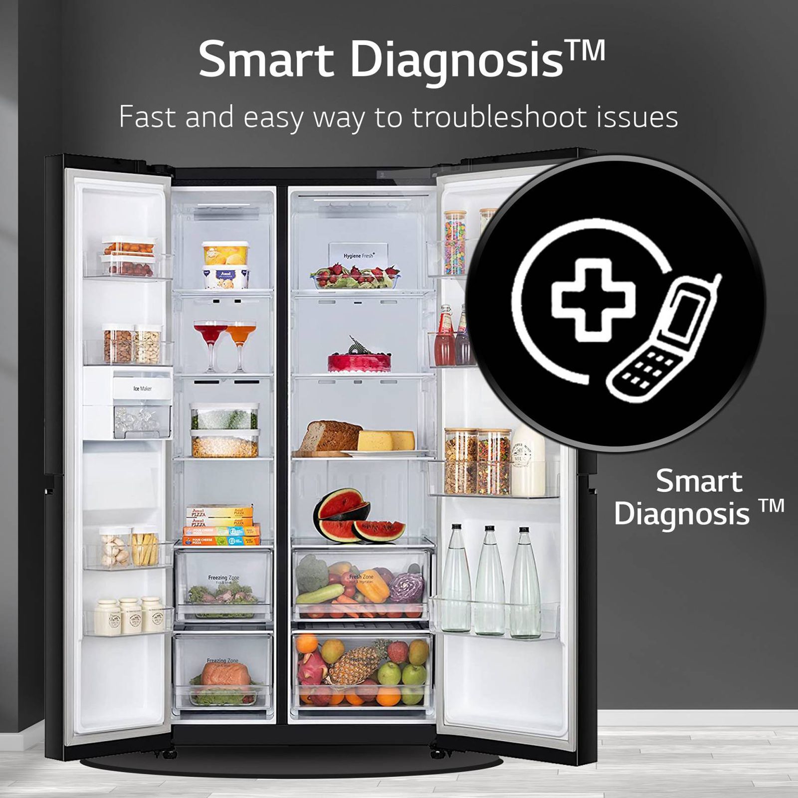 LG 655 Litres Side by Side Refrigerator with Smart Diagnosis (GL-B257DBMX, Black Mirror) LG 655 Litres Side by Side Refrigerator with Smart Diagnosis (GL-B257DBMX, Black Mirror)_11
