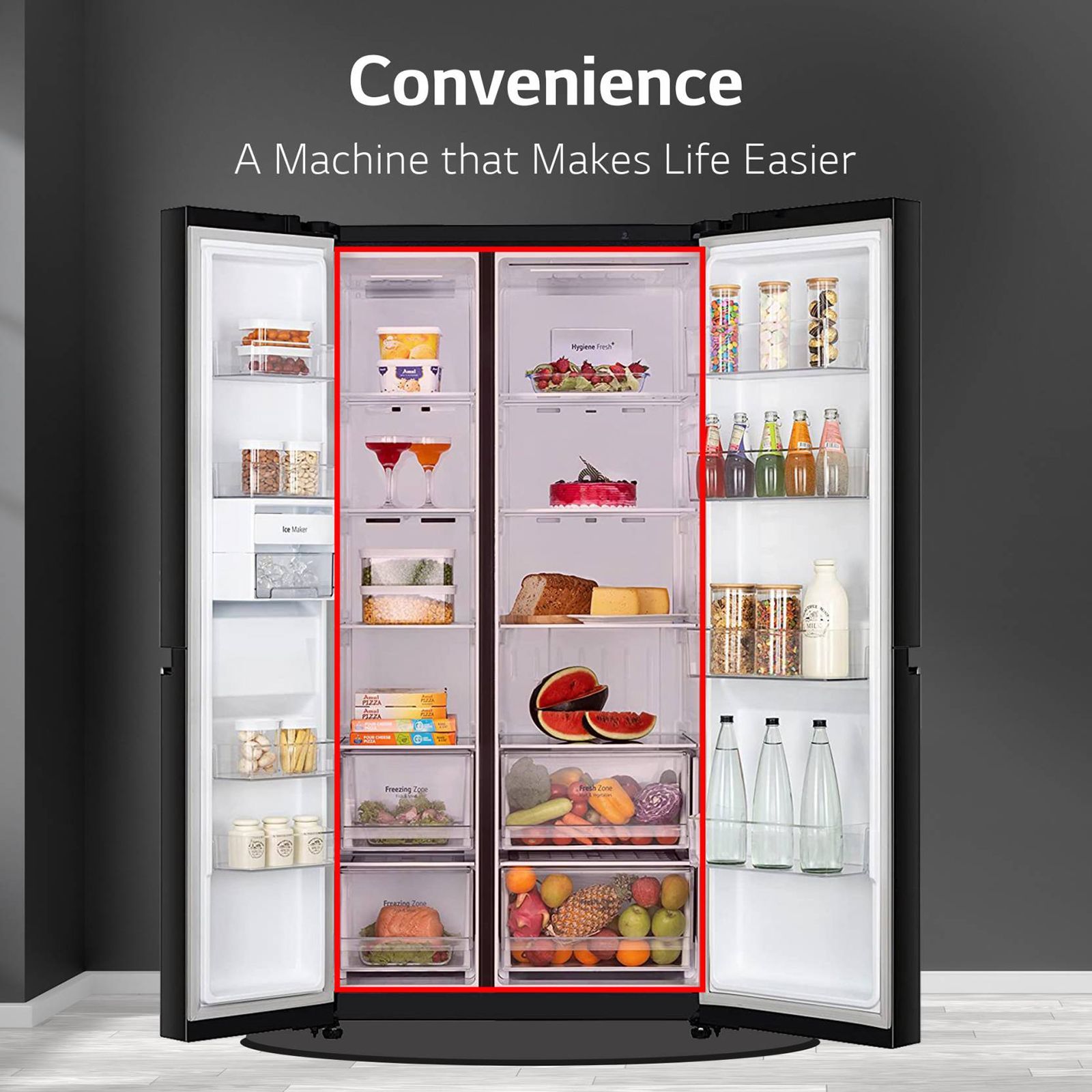 LG 655 Litres Side by Side Refrigerator with Smart Diagnosis (GL-B257DBMX, Black Mirror) LG 655 Litres Side by Side Refrigerator with Smart Diagnosis (GL-B257DBMX, Black Mirror)_12