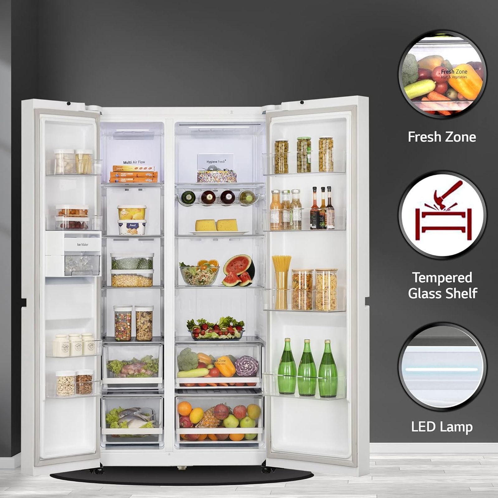 LG 655 Litres 3 Star Frost Free Side by Side Smart Wifi Enabled Refrigerator with Deodorizer (GL-B257DLNX, Linen Brown)_16