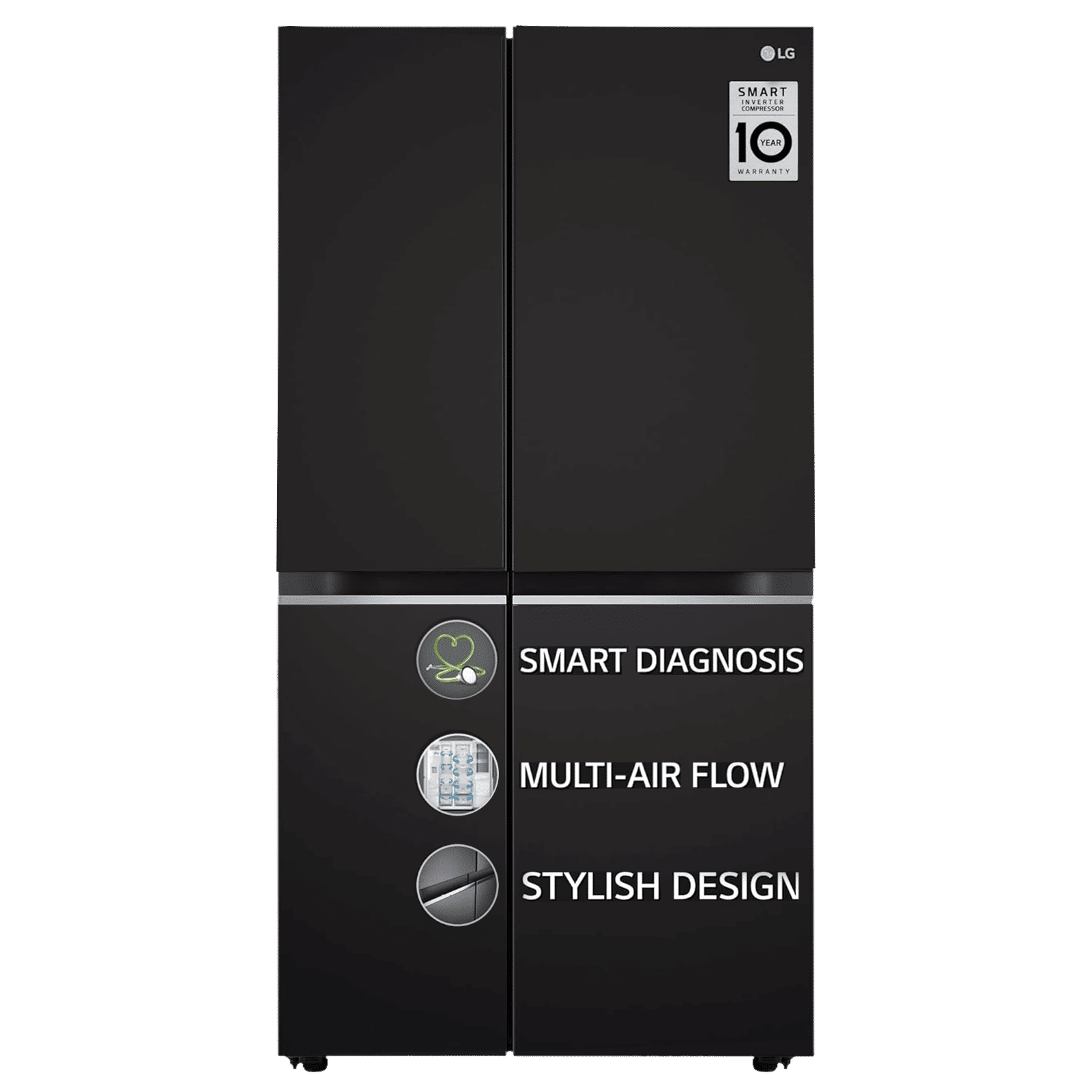 LG 655 Litres 3 Star Frost Free Side by Side Refrigerator with Smart Diagnosis (GL-B257HWBY, Western Black)_1