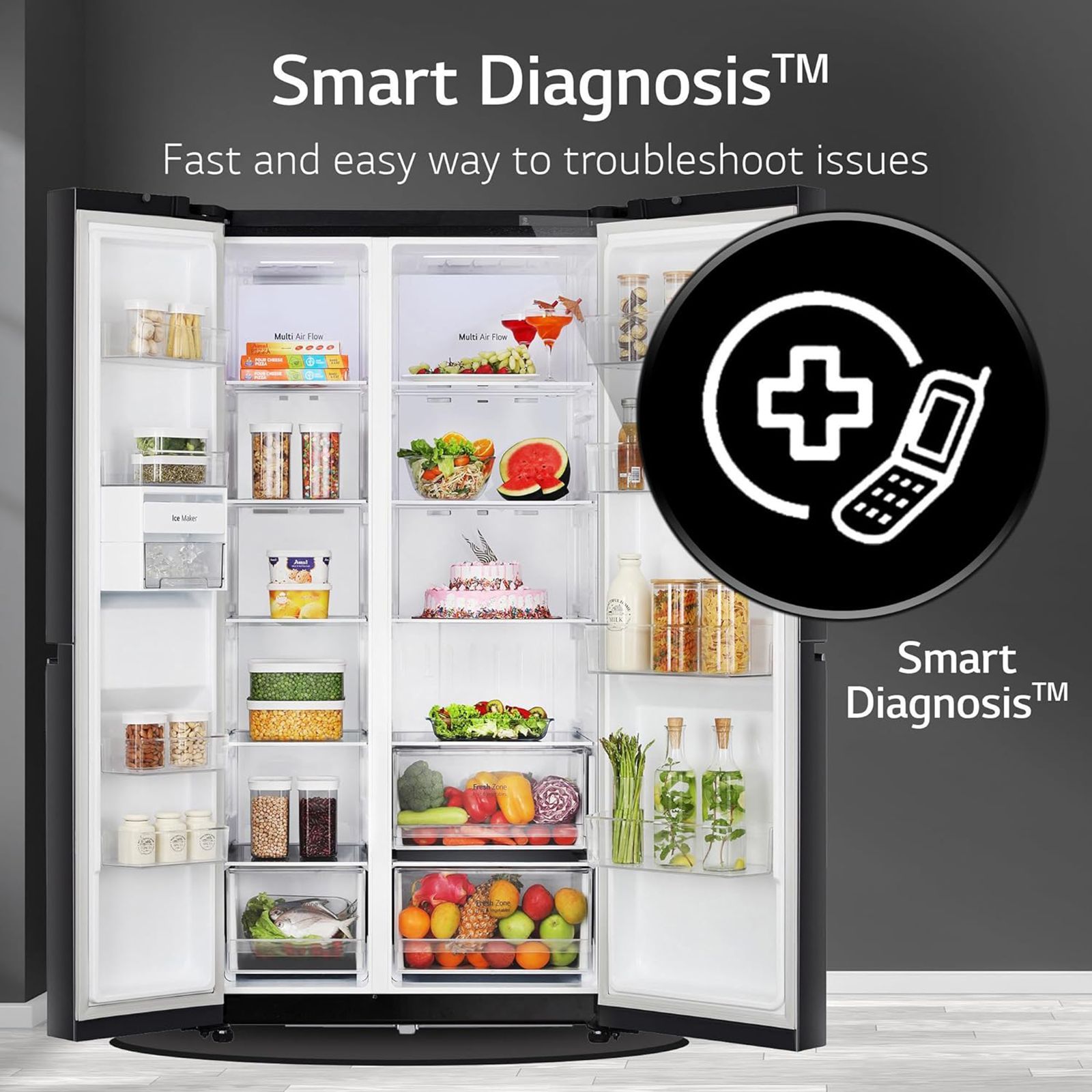 LG 655 Litres 3 Star Frost Free Side by Side Refrigerator with Smart Diagnosis (GL-B257HWBY, Western Black)_13