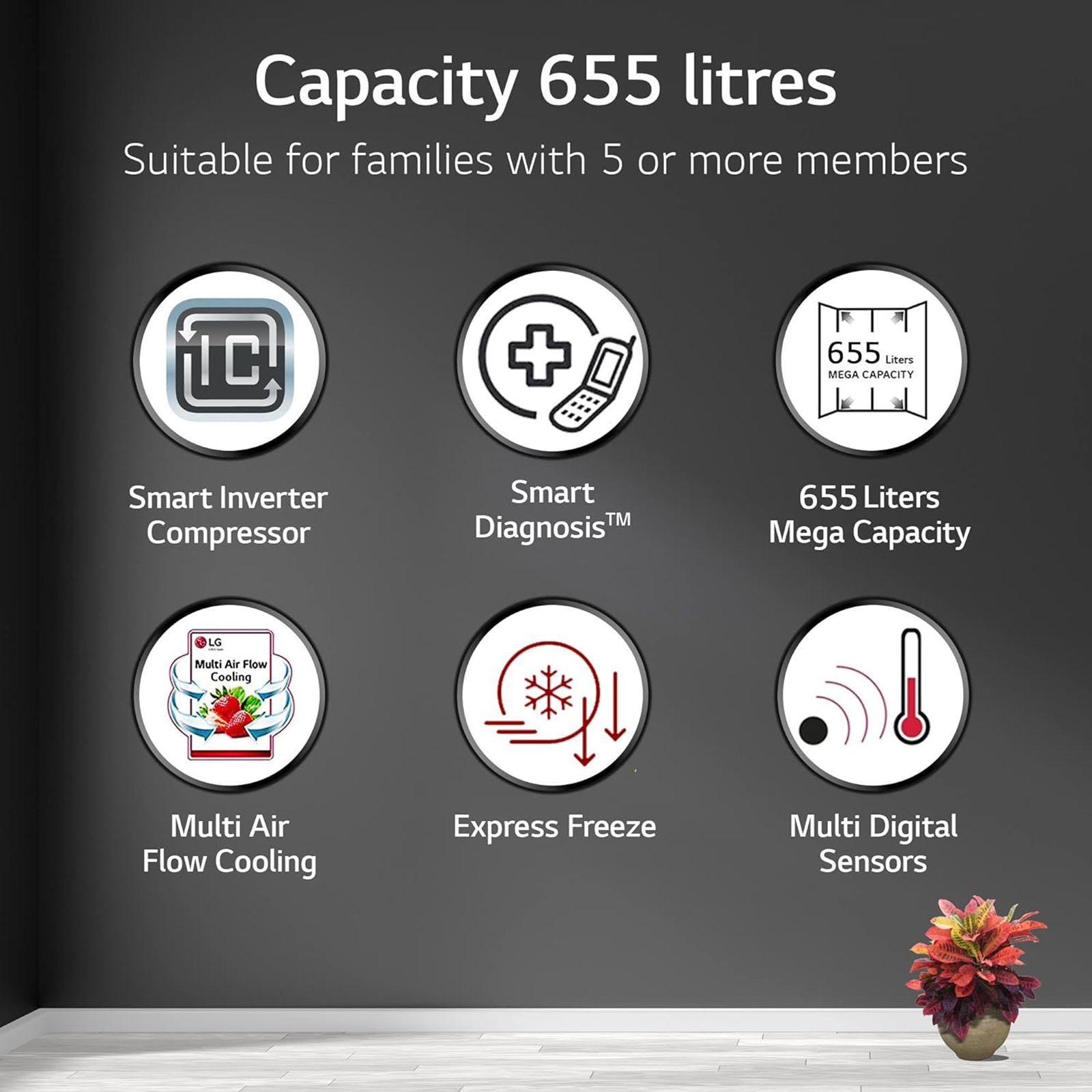 LG 655 Litres 3 Star Frost Free Side by Side Refrigerator with Smart Diagnosis (GL-B257HWBY, Western Black)_15