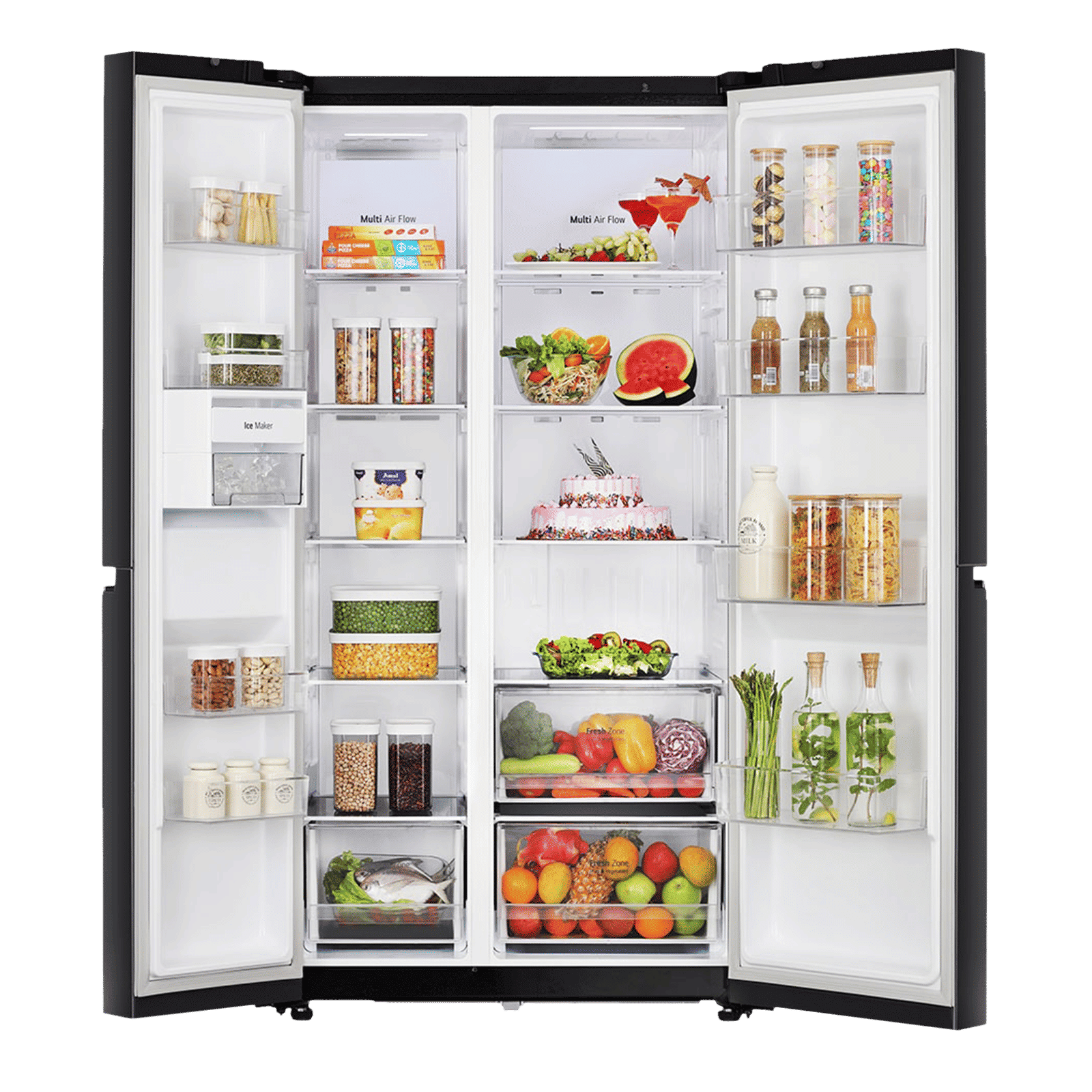 LG 655 Litres 3 Star Frost Free Side by Side Refrigerator with Smart Diagnosis (GL-B257HWBY, Western Black)_3