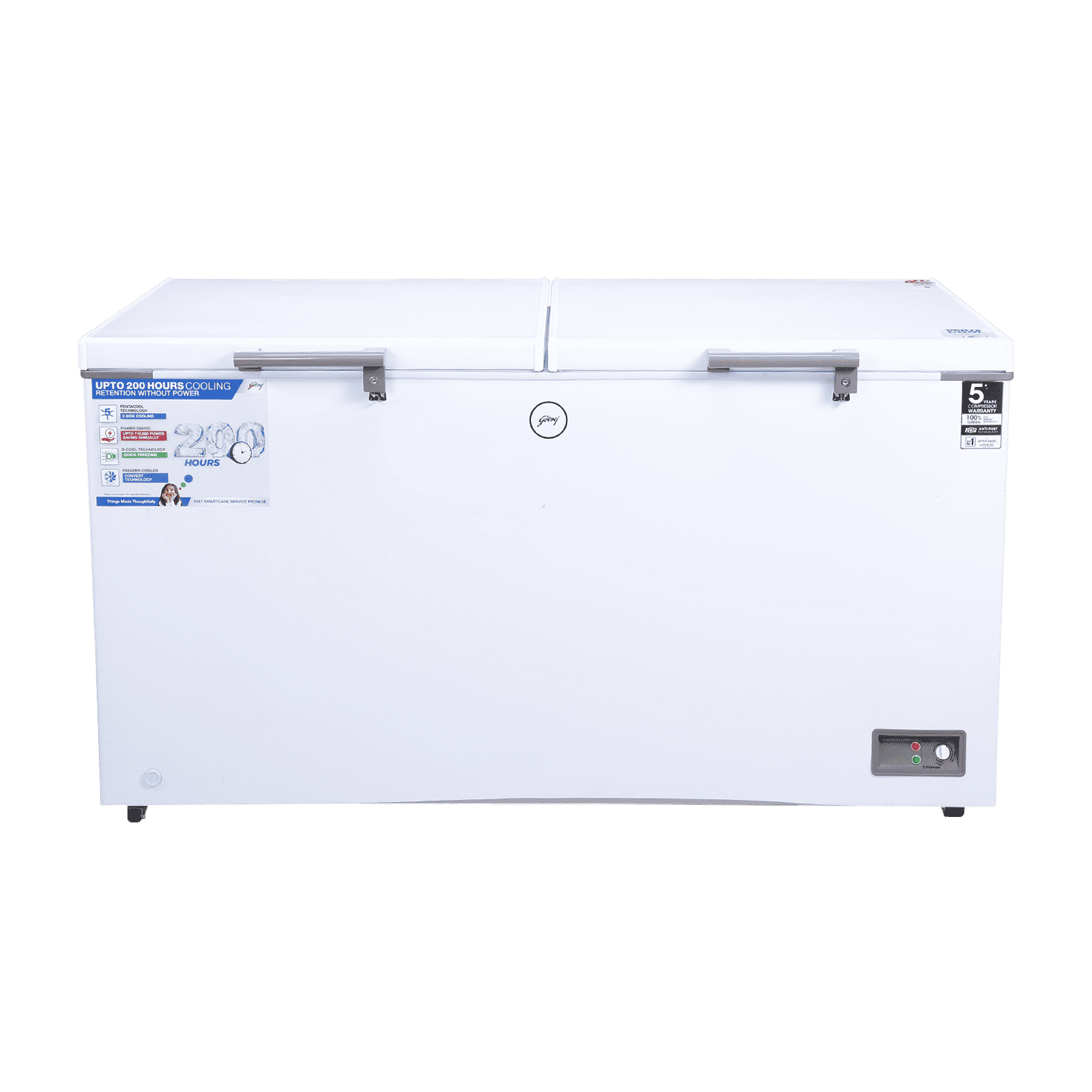 Godrej Edge Penta 500 Litres 5 Star Double Door Deep Freezer (PentaCool Technology, DH EPenta 525E 2HCN RW, Royal White)_1