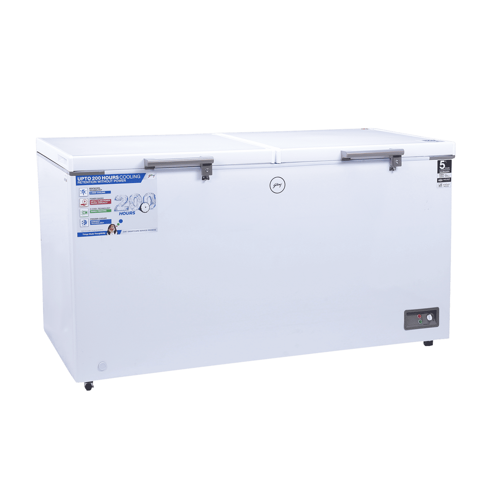 Godrej Edge Penta 500 Litres 5 Star Double Door Deep Freezer (PentaCool Technology, DH EPenta 525E 2HCN RW, Royal White)_14