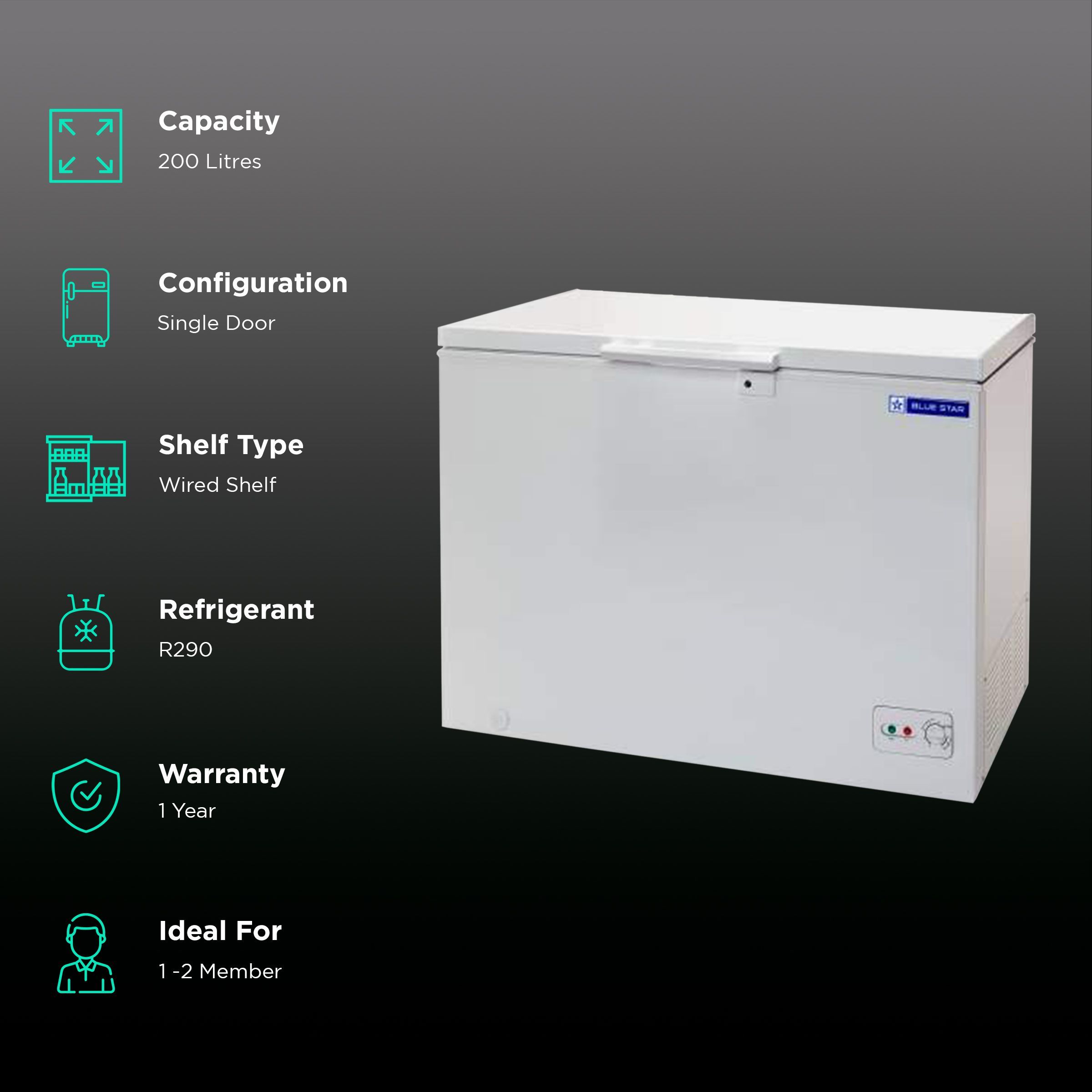 Blue Star 200 Litres Single Door Deep Freezer (Safety Lock, CHFSD200FHSW, White)_2