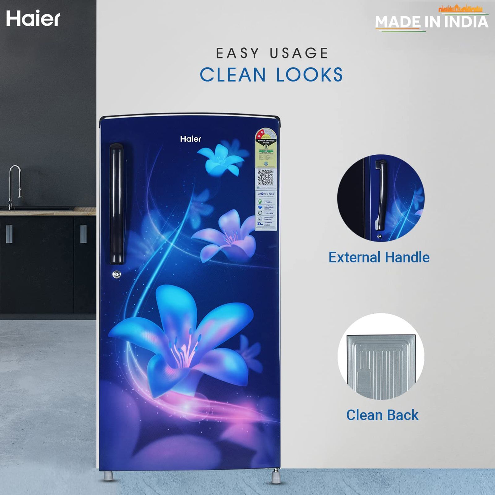Haier 175 Litres 2 Star Direct Cool Single Door Refrigerator with Antibacterial Gasket (HED-182ME-N, Marine Erica) Haier 175 Litres 2 Star Direct Cool Single Door Refrigerator with Antibacterial Gasket (HED-182ME-N, Marine Erica)_11