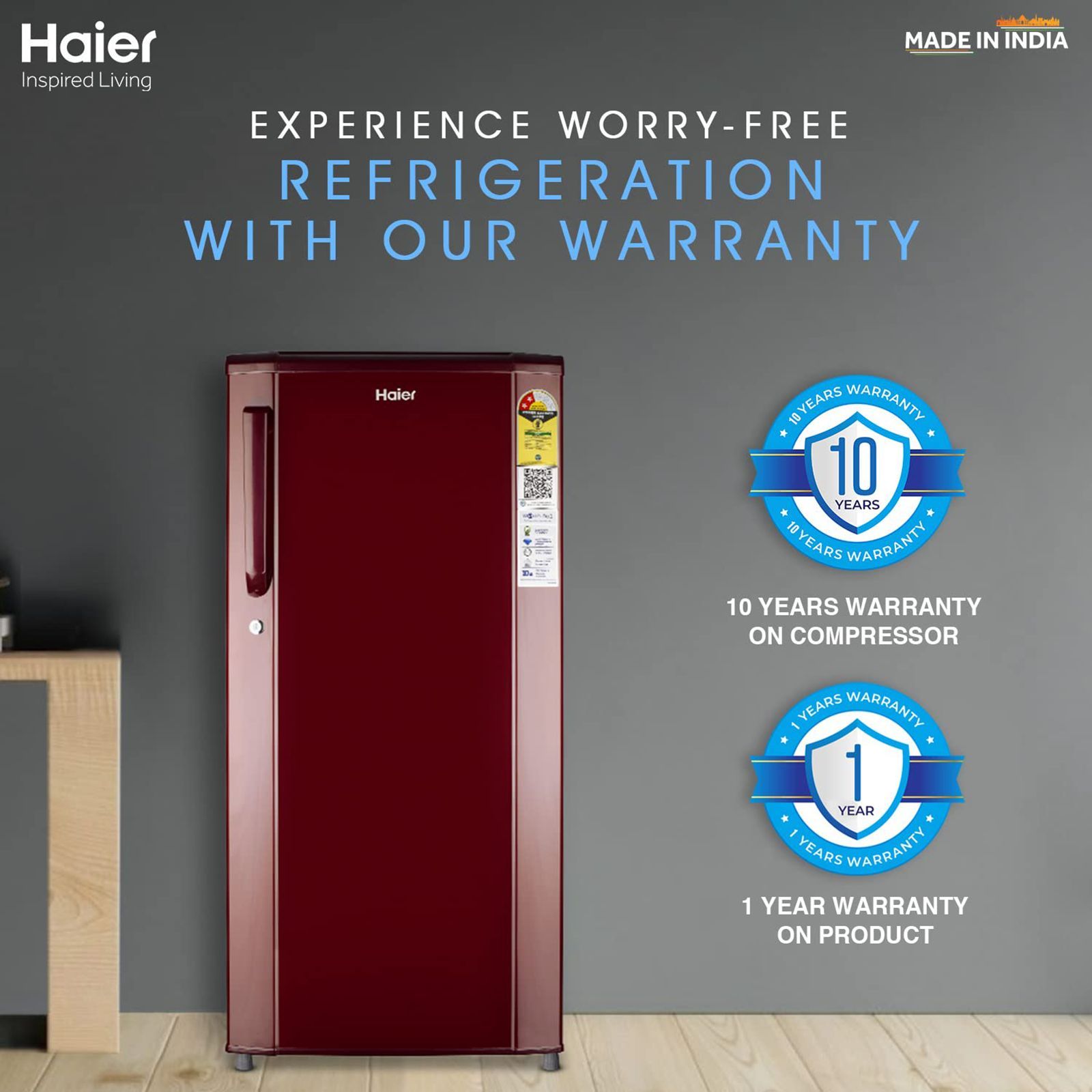 Haier 185 Litres 2 Star Direct Cool Single Door Refrigerator with Antibacterial Gasket (HED-192RS-P, Red Steel)_11