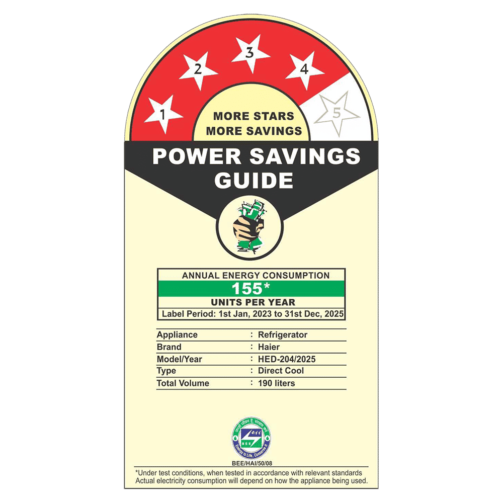 Haier 190 Litres 4 Star Direct Cool Single Door Refrigerator with Antibacterial Gasket (HED-204DS-P, Dazzle Steel)_8