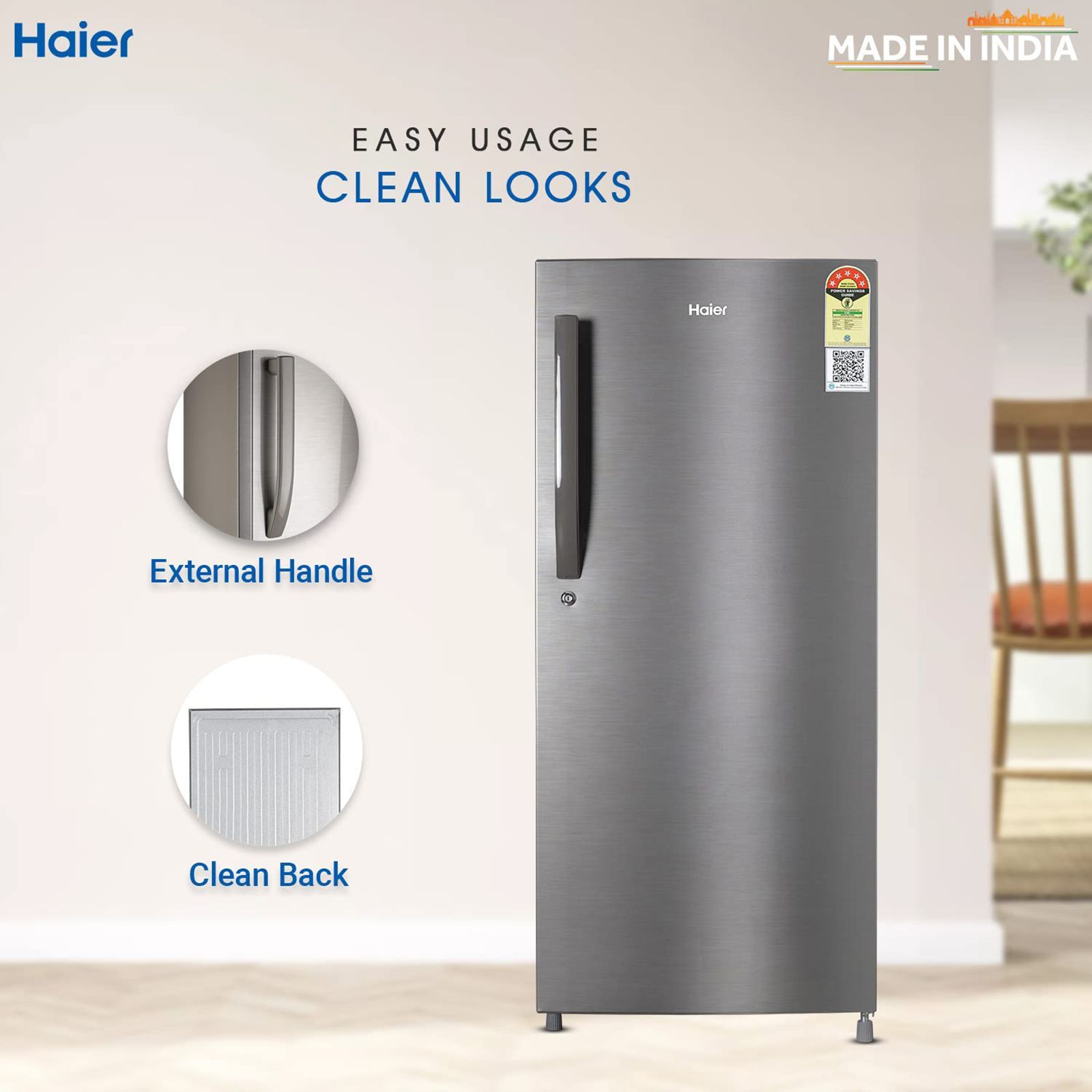 Haier 190 Litres 5 Star Direct Cool Single Door Refrigerator with Antibacterial Gasket (HED-205DS-P, Dazzle Steel)_18