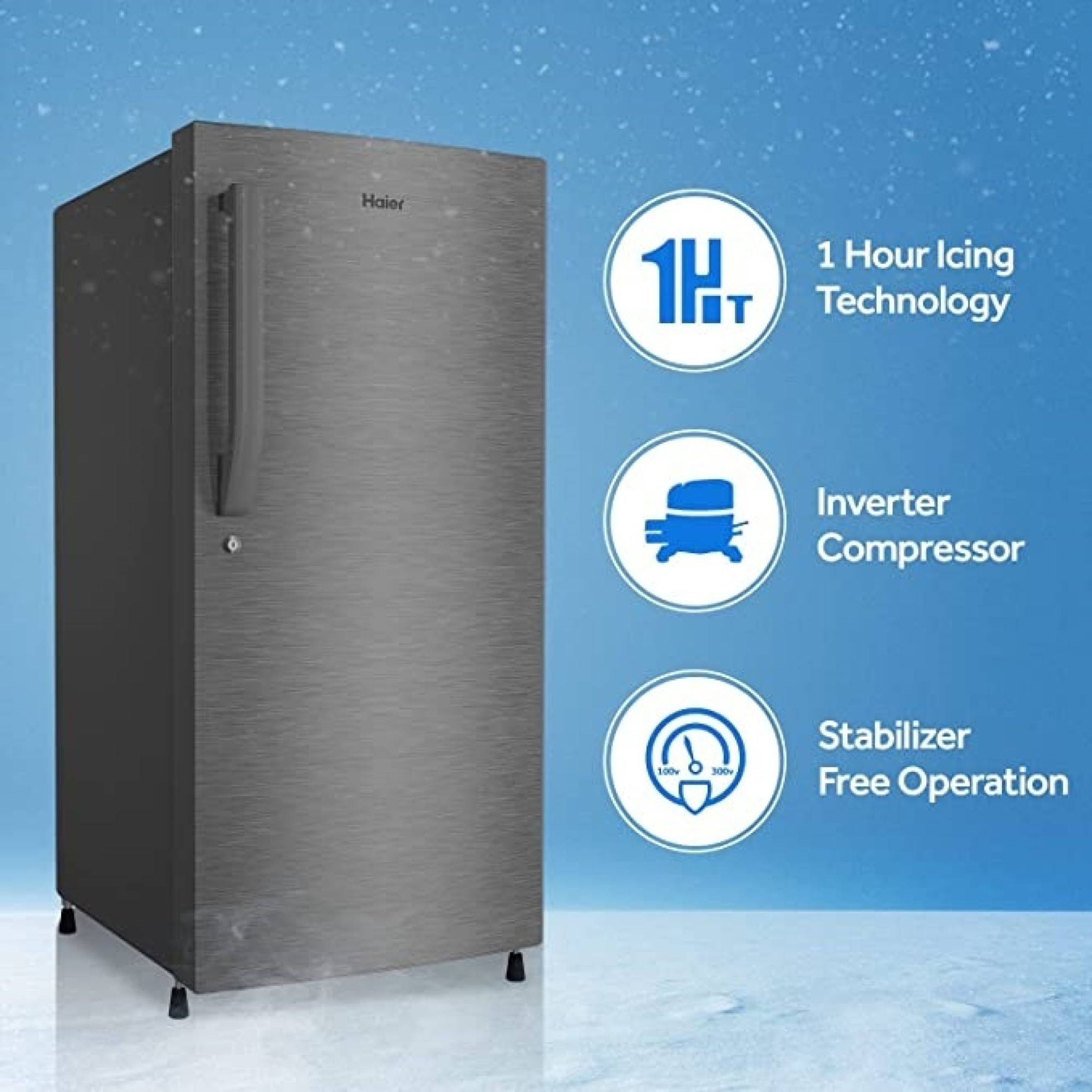 Haier 190 Litres 5 Star Direct Cool Single Door Refrigerator with Antibacterial Gasket (HED-205DS-P, Dazzle Steel)_19