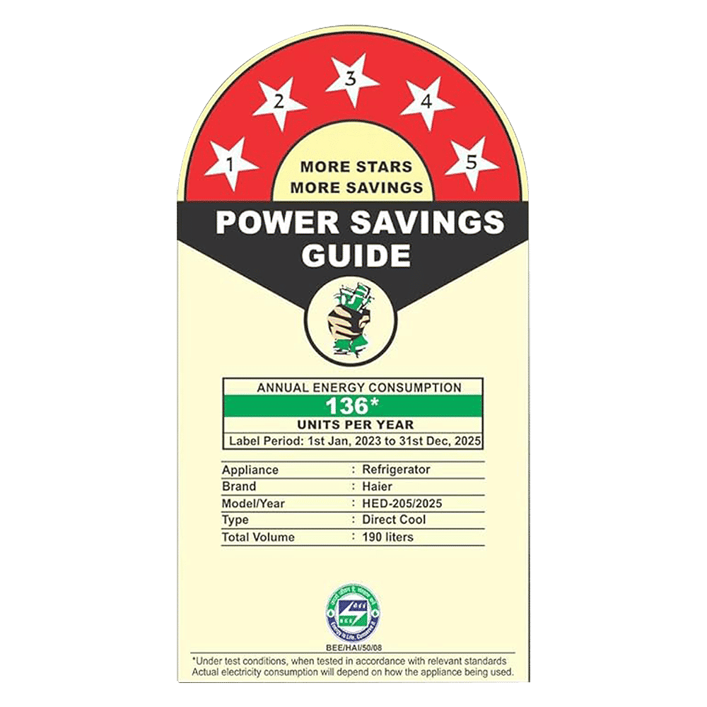 Haier 190 Litres 5 Star Direct Cool Single Door Refrigerator with Antibacterial Gasket (HED-205DS-P, Dazzle Steel)_8