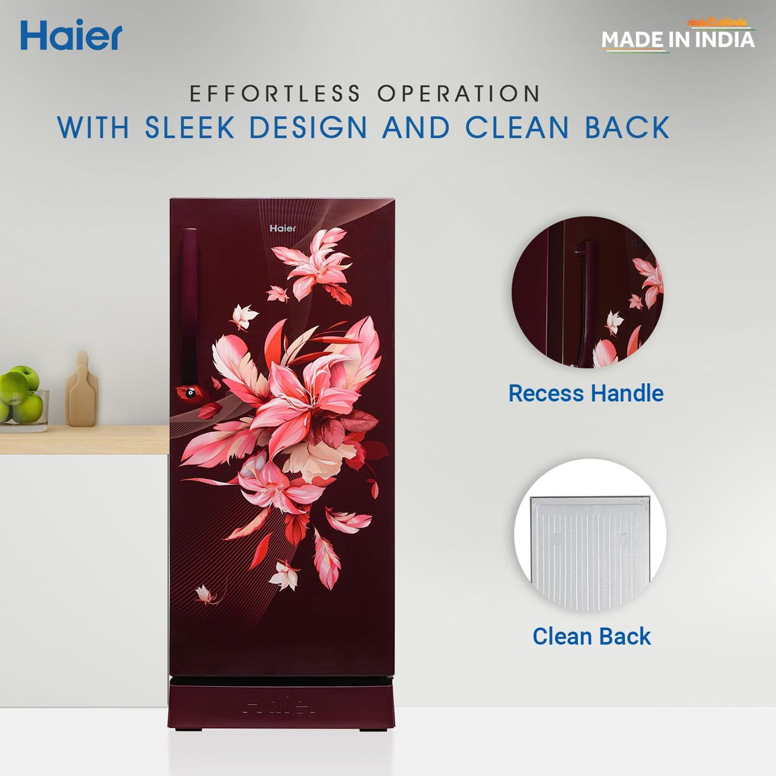 Haier 215 Litres 3 Star Direct Cool Single Door Refrigerator with Stabilizer Free Operation (HED-223RFB-P, Red Opal)_9