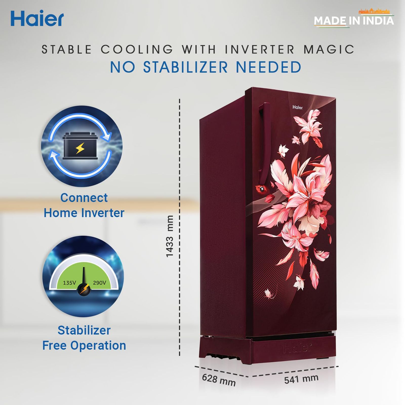 Haier 215 Litres 3 Star Direct Cool Single Door Refrigerator with Stabilizer Free Operation (HED-223RFB-P, Red Opal)_10