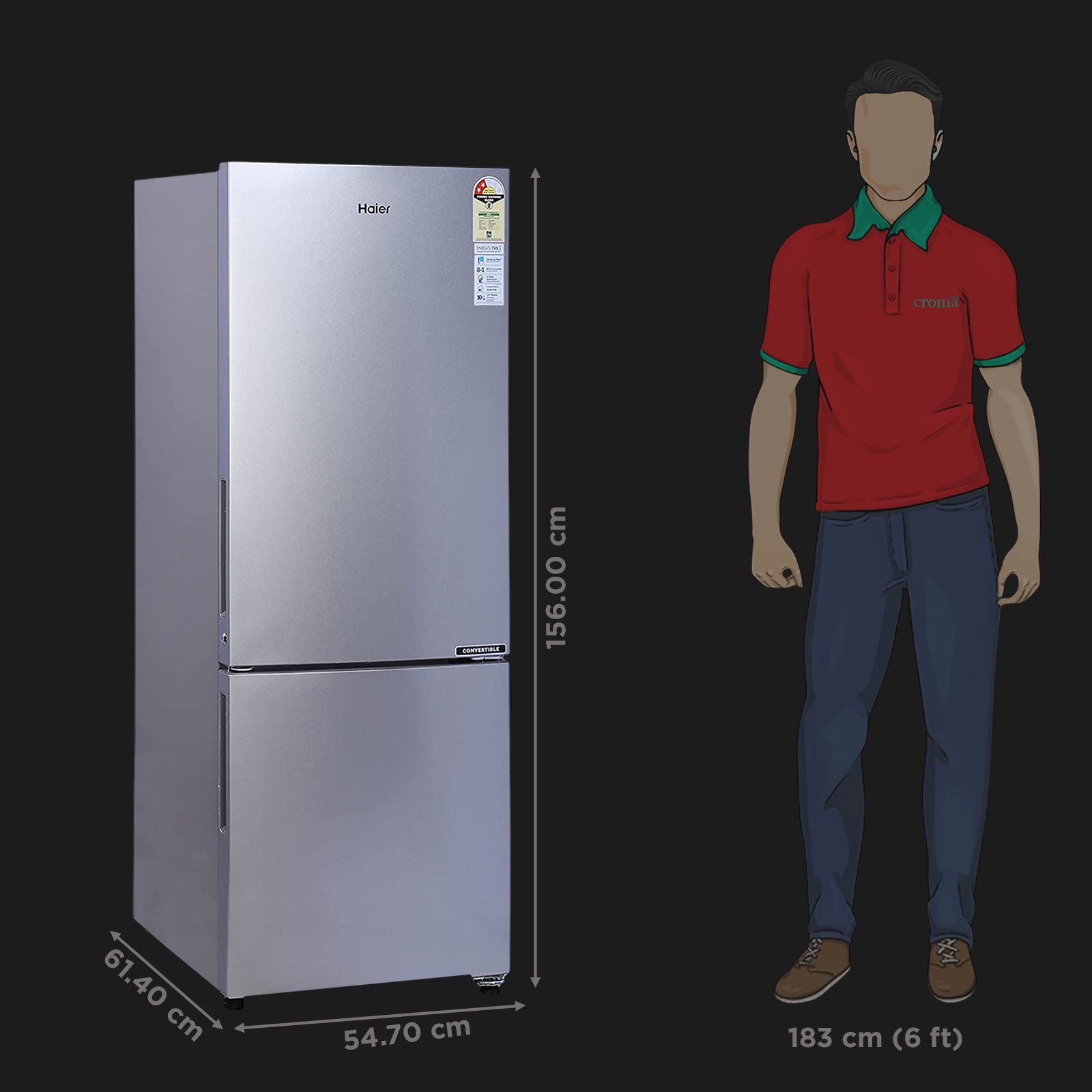 Haier 237 Litres 2 Star Frost Free Double Door Bottom Mount Convertible Refrigerator with Anti-bacterial Gasket (HEB-242GS-P, Moon Silver) Haier 237 Litres 2 Star Frost Free Double Door Bottom Mount Convertible Refrigerator with Anti-bacterial Gasket (HEB-242GS-P, Moon Silver)_2