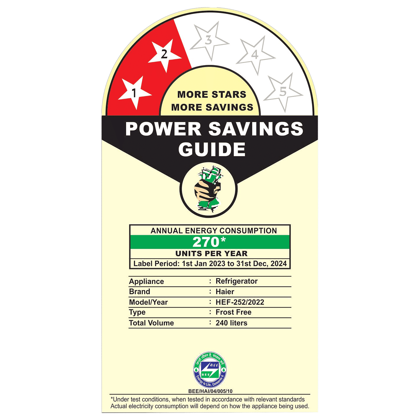 Haier 240 Litres 2 Star Frost Free Double Door Refrigerator with Anti-bacterial Gasket (HEF-252EGS-P, Moon Silver)_10