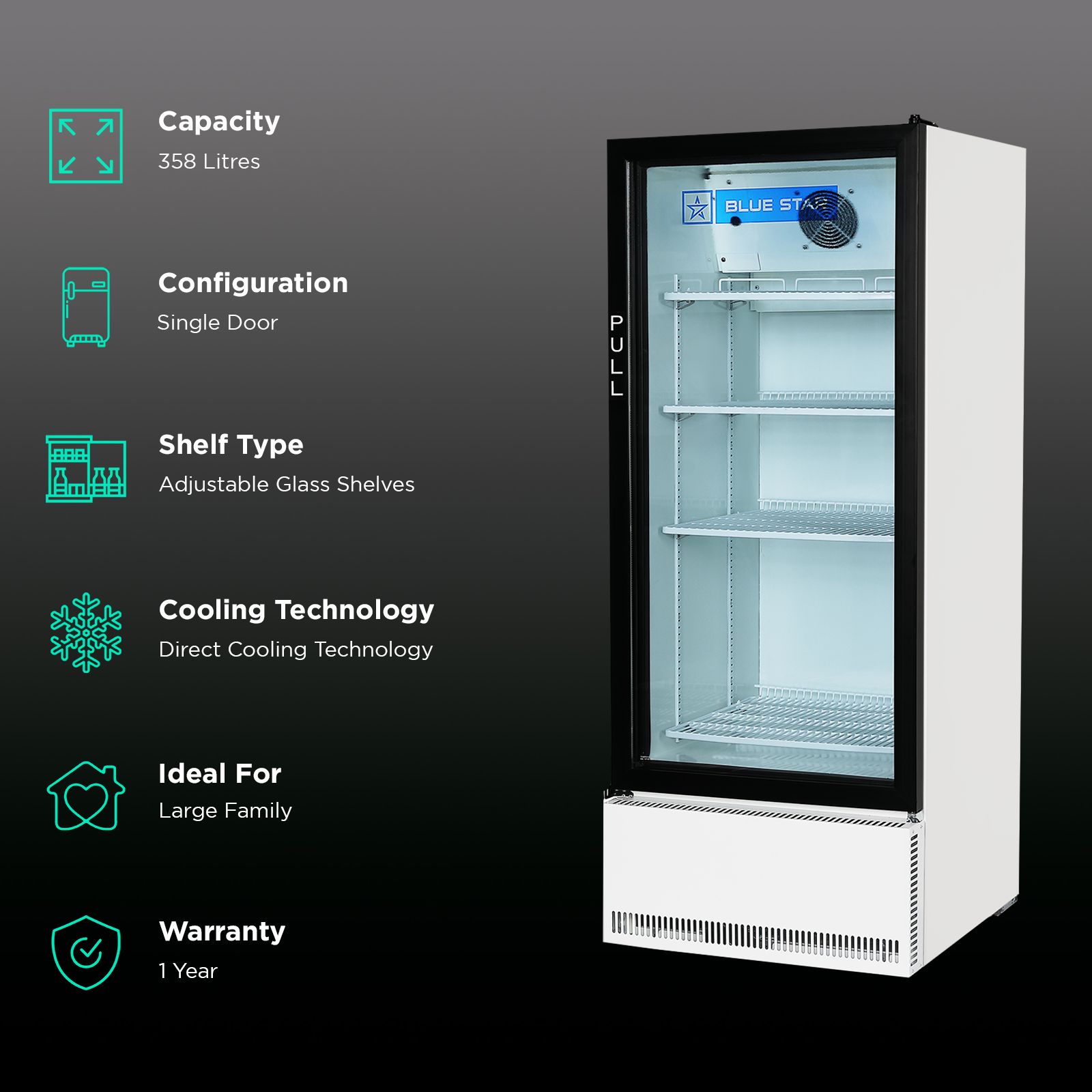 Blue Star 358 Liters Direct Cool Single Door Refrigerator with Temperature Settings (SC375F, White)_2