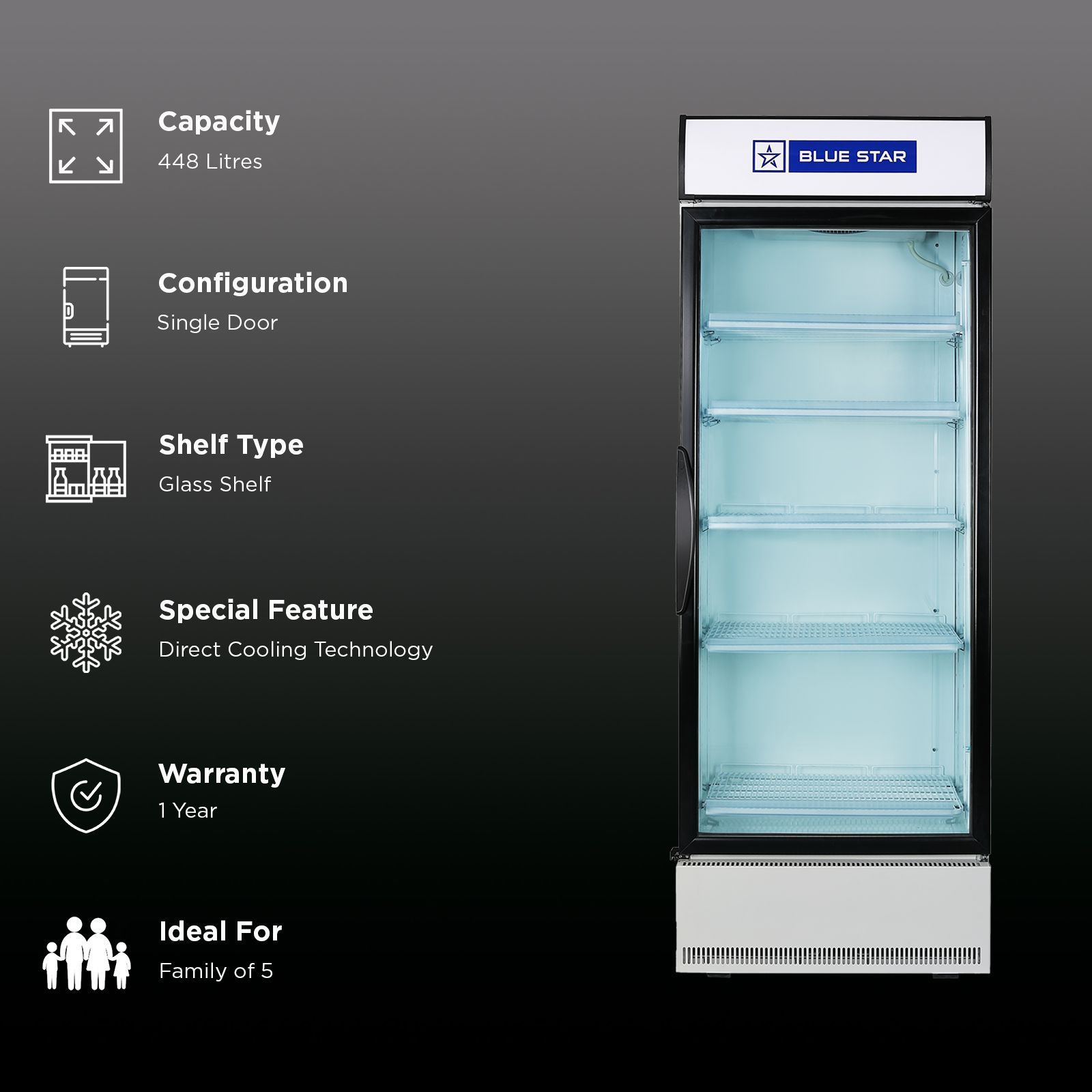 Blue Star 448 Litres Direct Cool Single Door Refrigerator with Temperature Settings (SC500F, White)_3