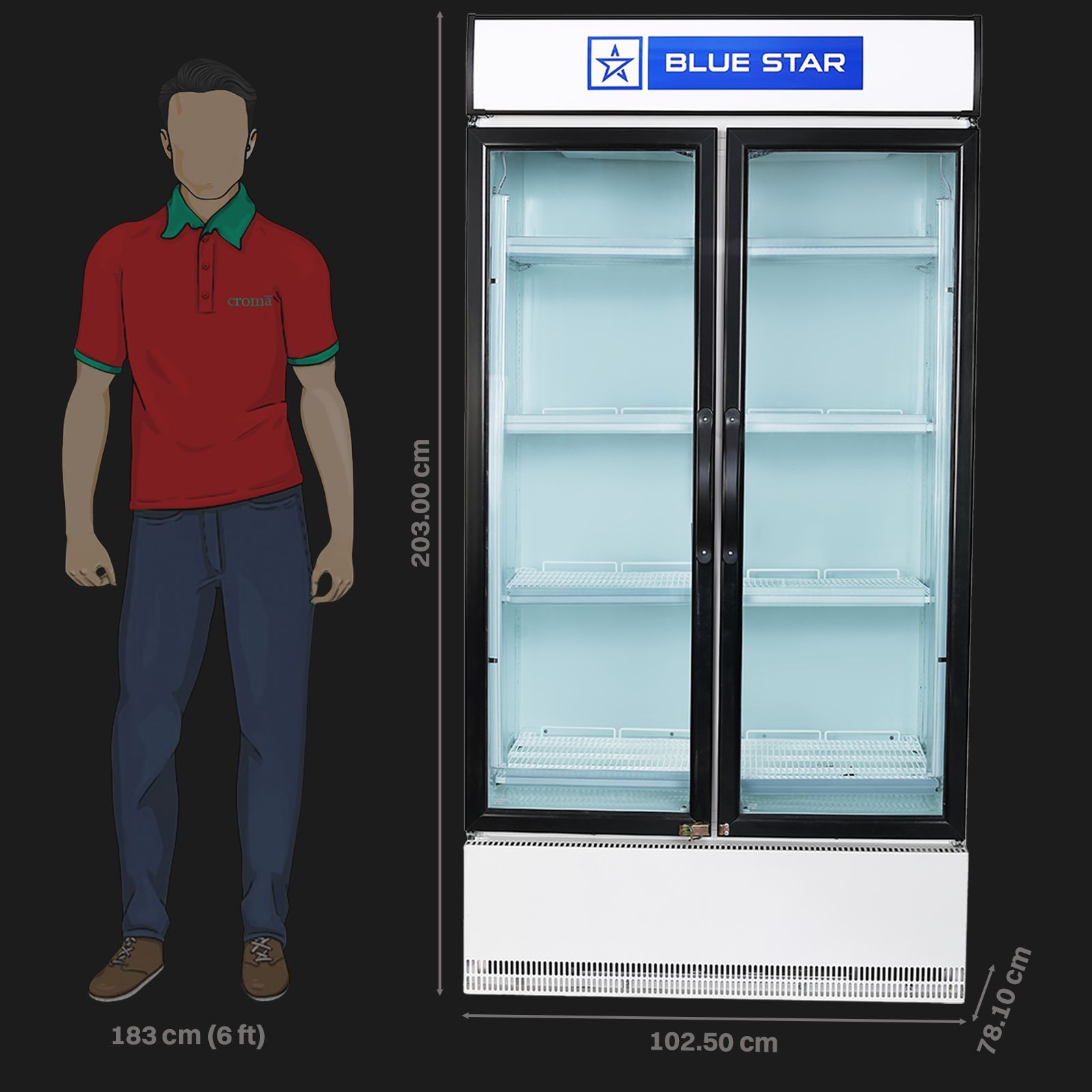 Blue Star 947 Litres Direct Cool Double Door Refrigerator with Temperature Settings (SC1000F, White)_2