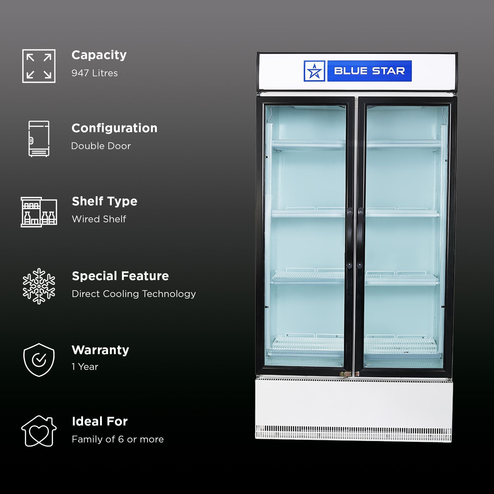 Blue Star 947 Litres Direct Cool Double Door Refrigerator with Temperature Settings (SC1000F, White)_3