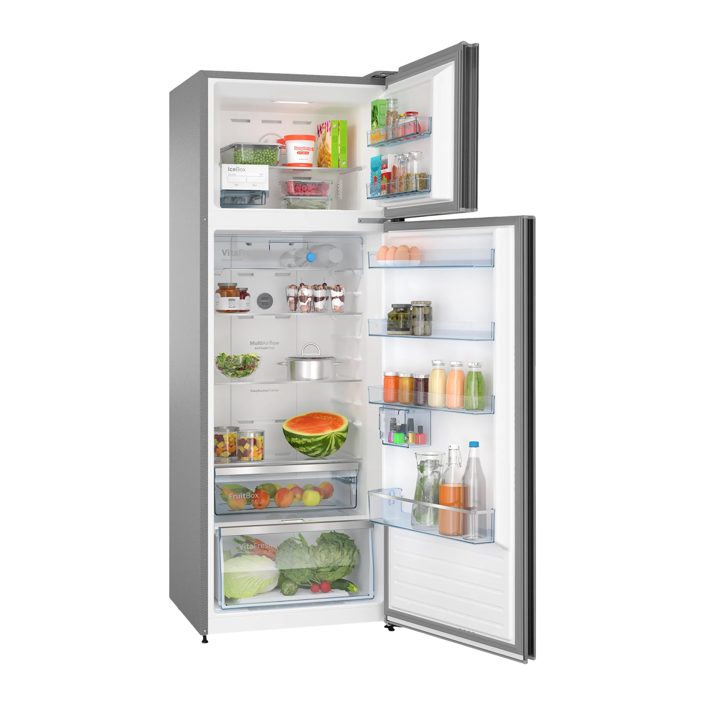 BOSCH Series 4 368 Litres 3 Star Frost Free Double Door Refrigerator (CTC39K03NI, Smoky Steel)_4
