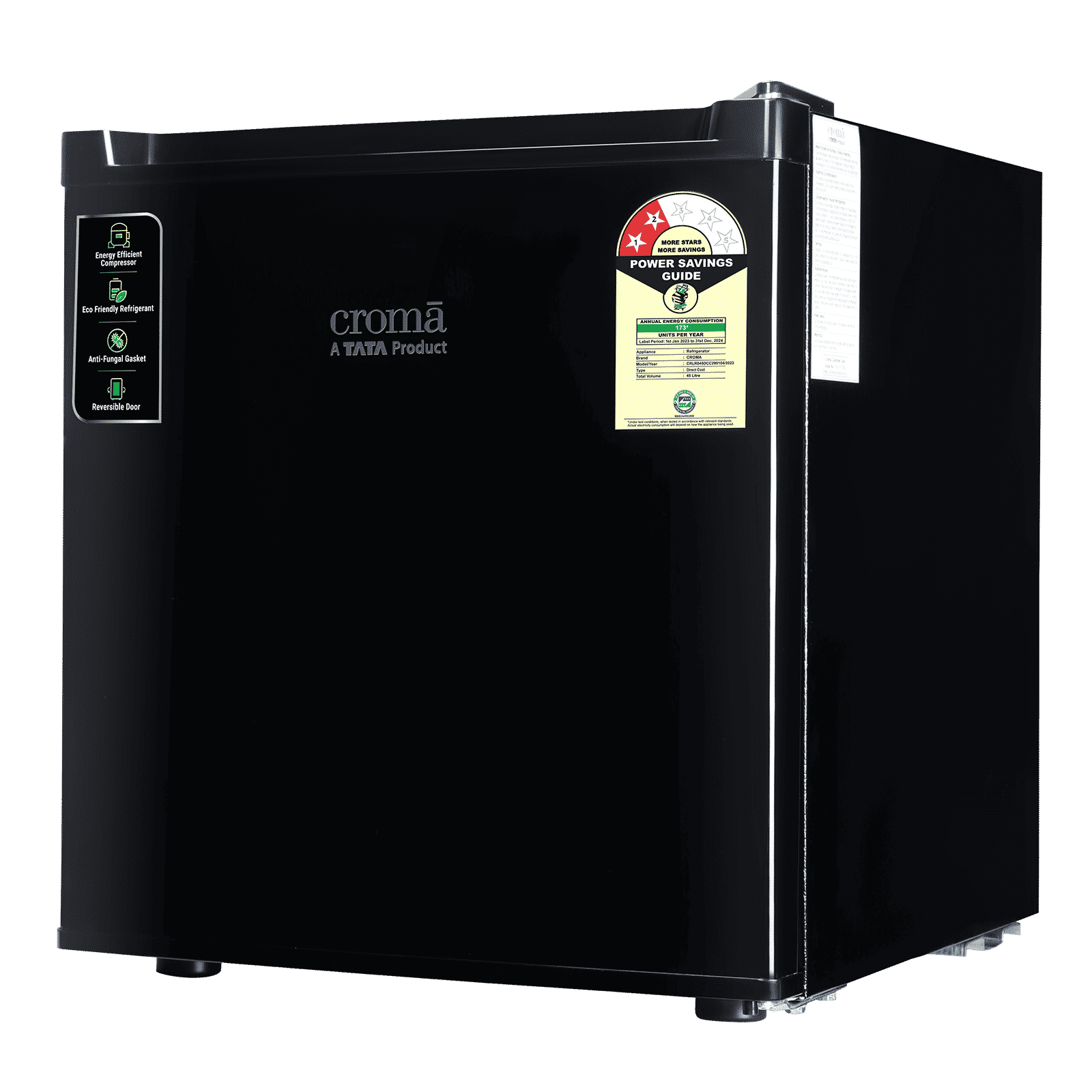 Croma 45 Litres 2 Star Direct Cool Single Door Refrigerator with Reversible Door ( Black)_11