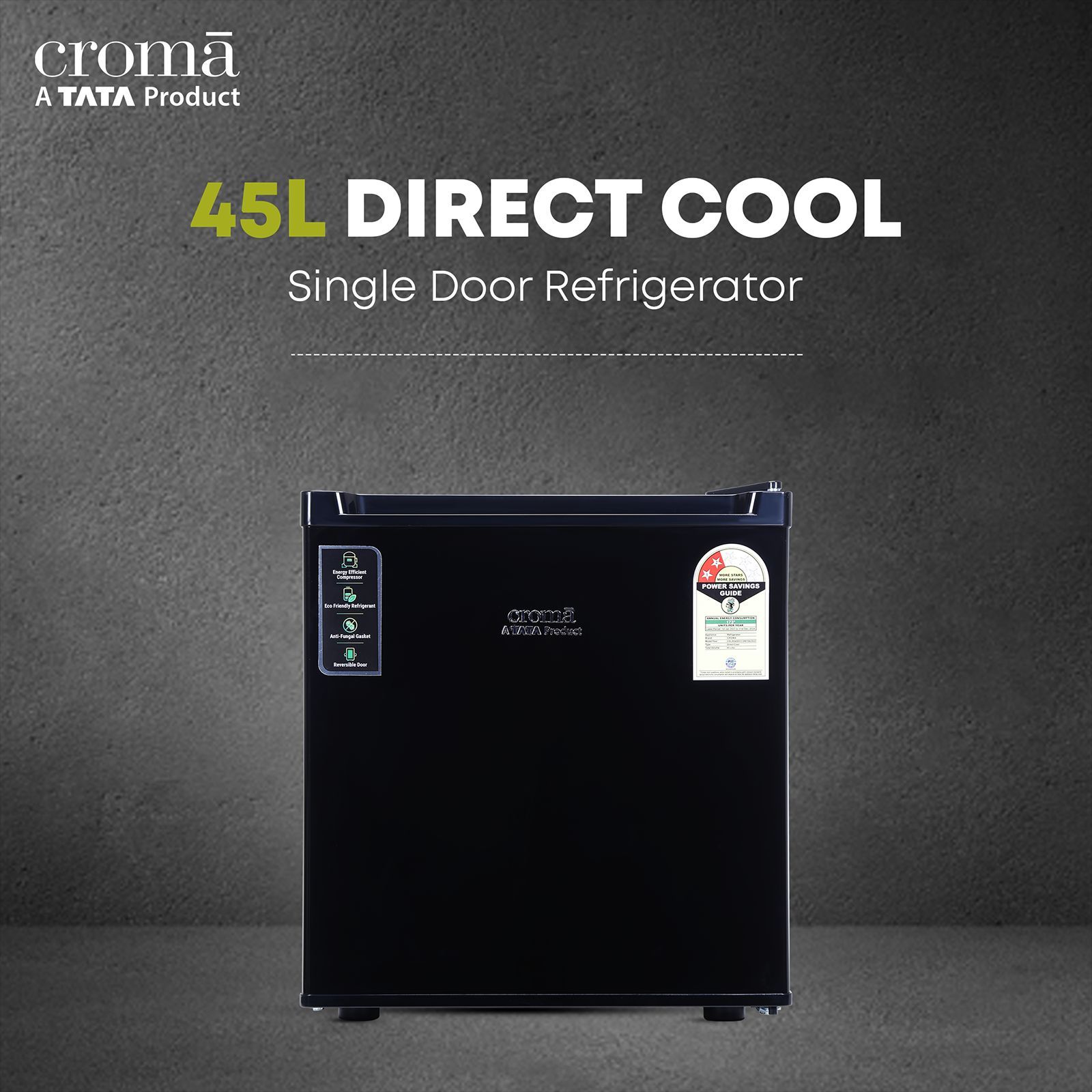 Croma 45 Litres 2 Star Direct Cool Single Door Refrigerator with Reversible Door ( Black) Croma 45 Litres 2 Star Direct Cool Single Door Refrigerator with Reversible Door ( Black)_14