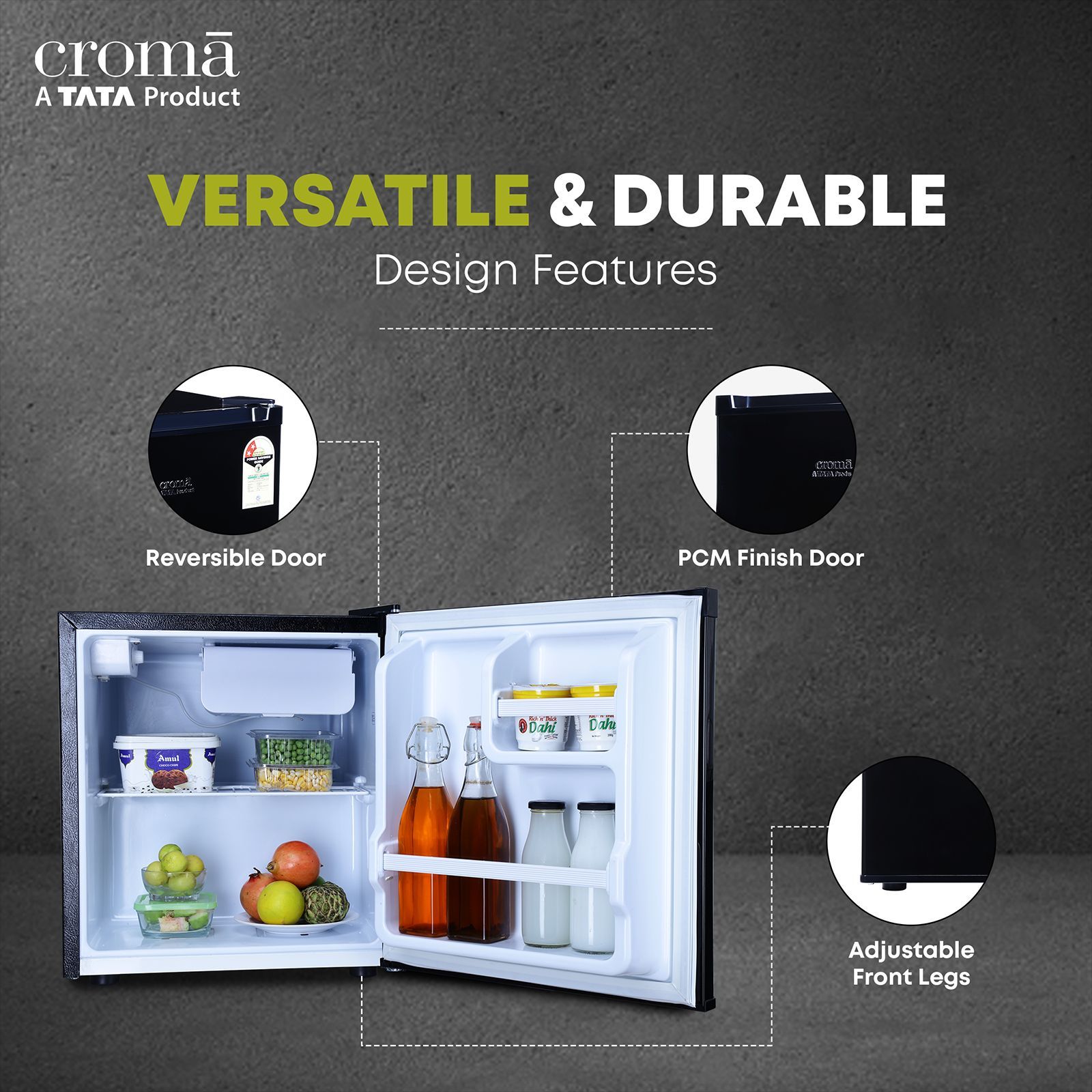 Croma 45 Litres 2 Star Direct Cool Single Door Refrigerator with Reversible Door ( Black) Croma 45 Litres 2 Star Direct Cool Single Door Refrigerator with Reversible Door ( Black)_17