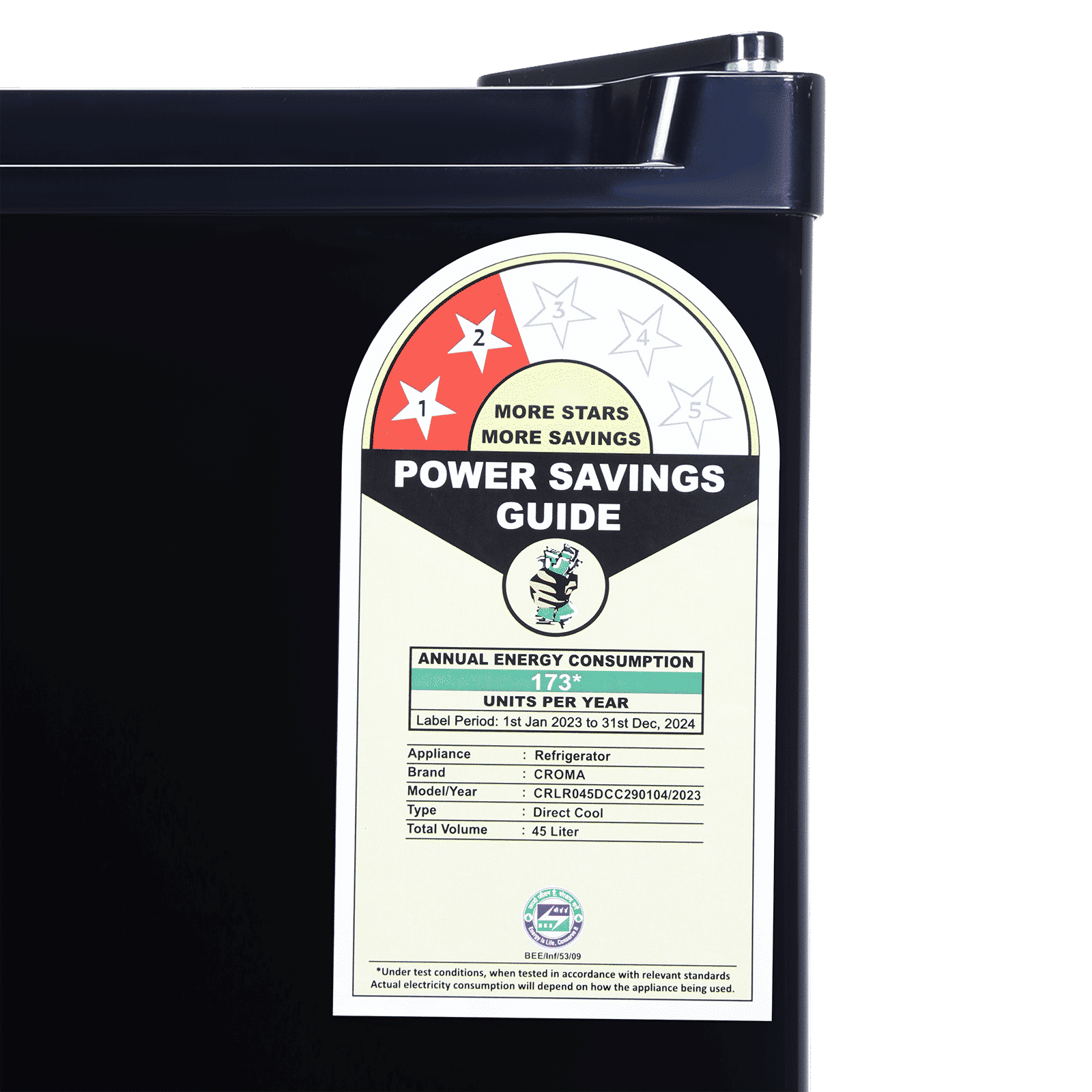 Croma 45 Litres 2 Star Direct Cool Single Door Refrigerator with Reversible Door ( Black)_19