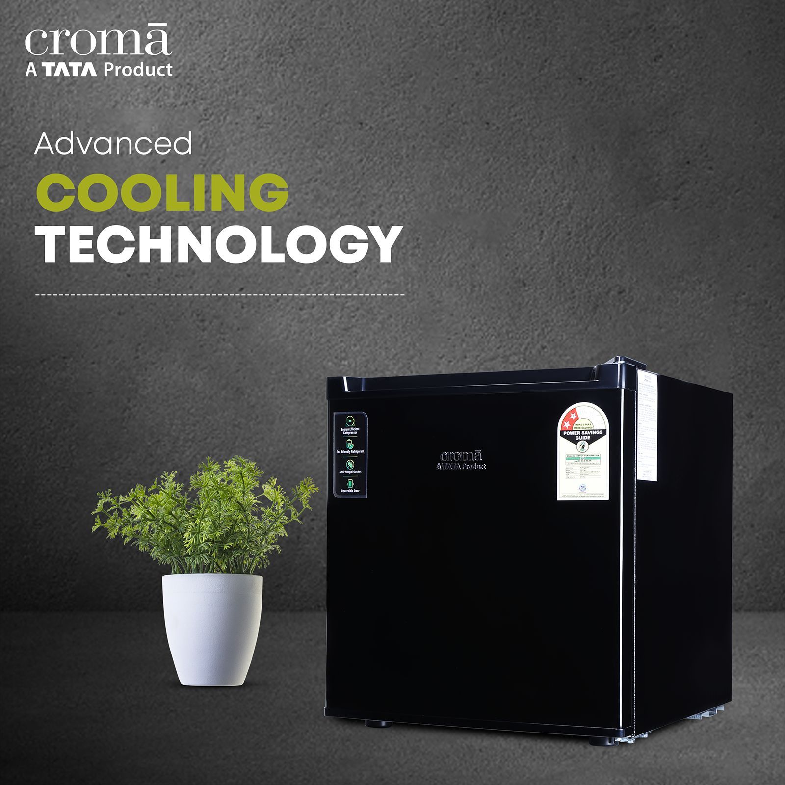 Croma 45 Litres 2 Star Direct Cool Single Door Refrigerator with Reversible Door ( Black)_6