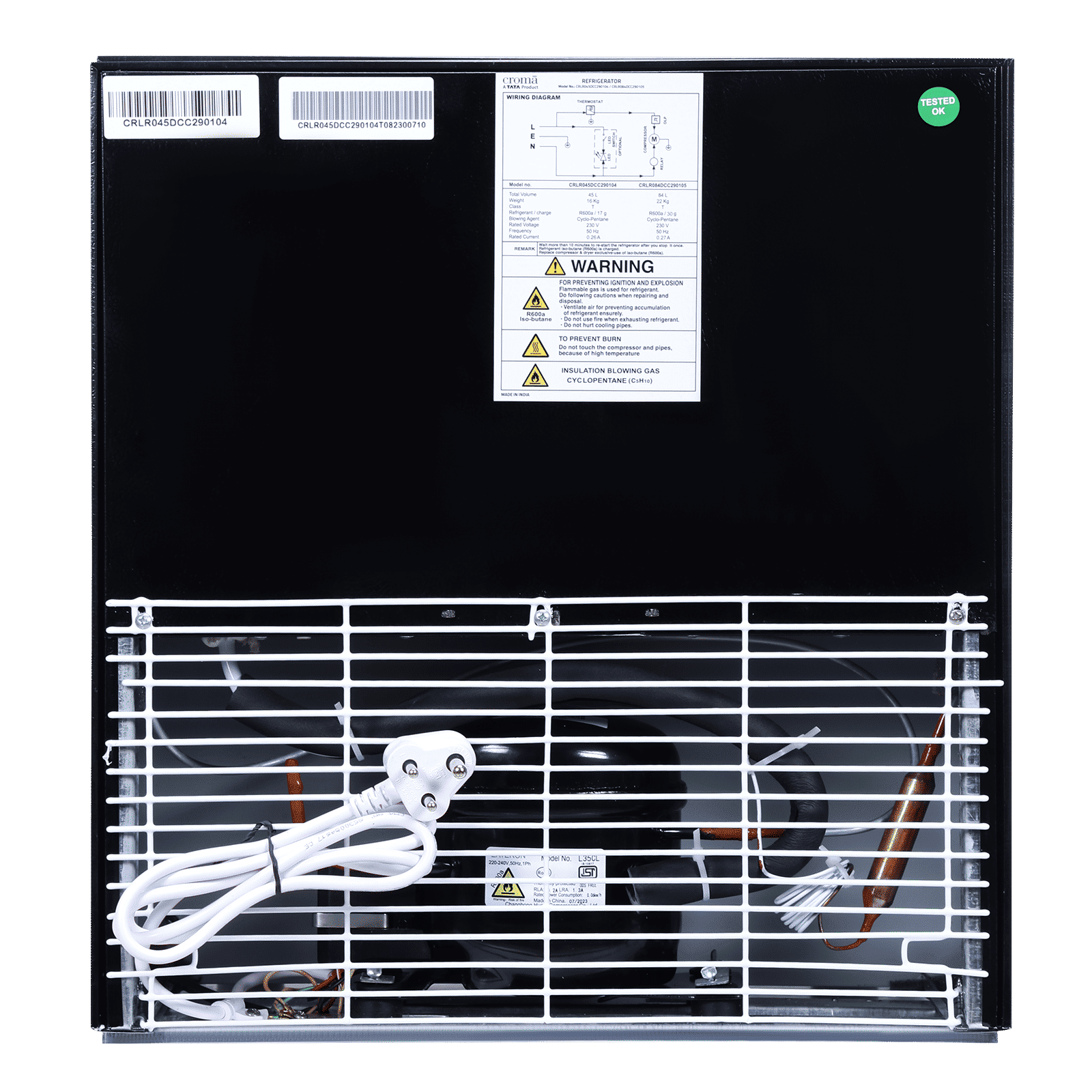 Croma 45 Litres 2 Star Direct Cool Single Door Refrigerator with Reversible Door ( Black) Croma 45 Litres 2 Star Direct Cool Single Door Refrigerator with Reversible Door ( Black)_9
