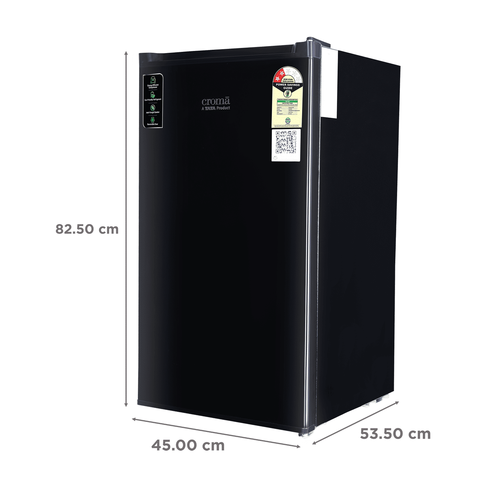 Croma 84 Litres 2 Star Direct Cool Single Door Refrigerator with Reversible Door ( Black)_3
