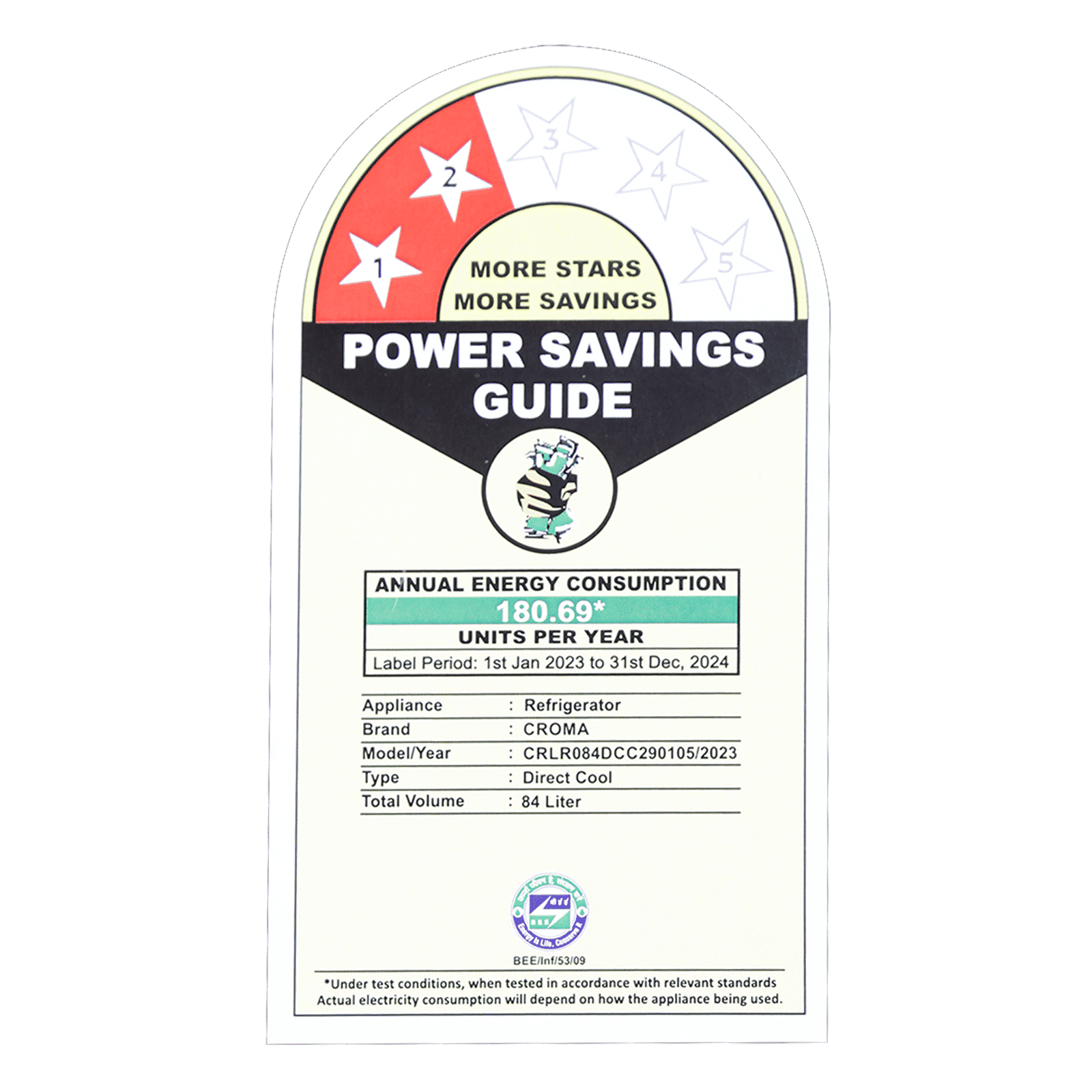 Croma 84 Litres 2 Star Direct Cool Single Door Refrigerator with Reversible Door ( Black)_4