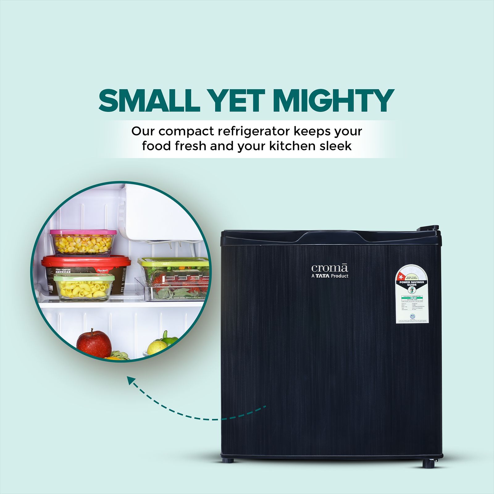 Croma 48 Litres 1 Star Direct Cool Single Door Refrigerator with Anti Fungal Door Gasket (CRLR045DCB250506, Hairline Dark Grey) Croma 48 Litres 1 Star Direct Cool Single Door Refrigerator with Anti Fungal Door Gasket (CRLR045DCB250506, Hairline Dark Grey)_11