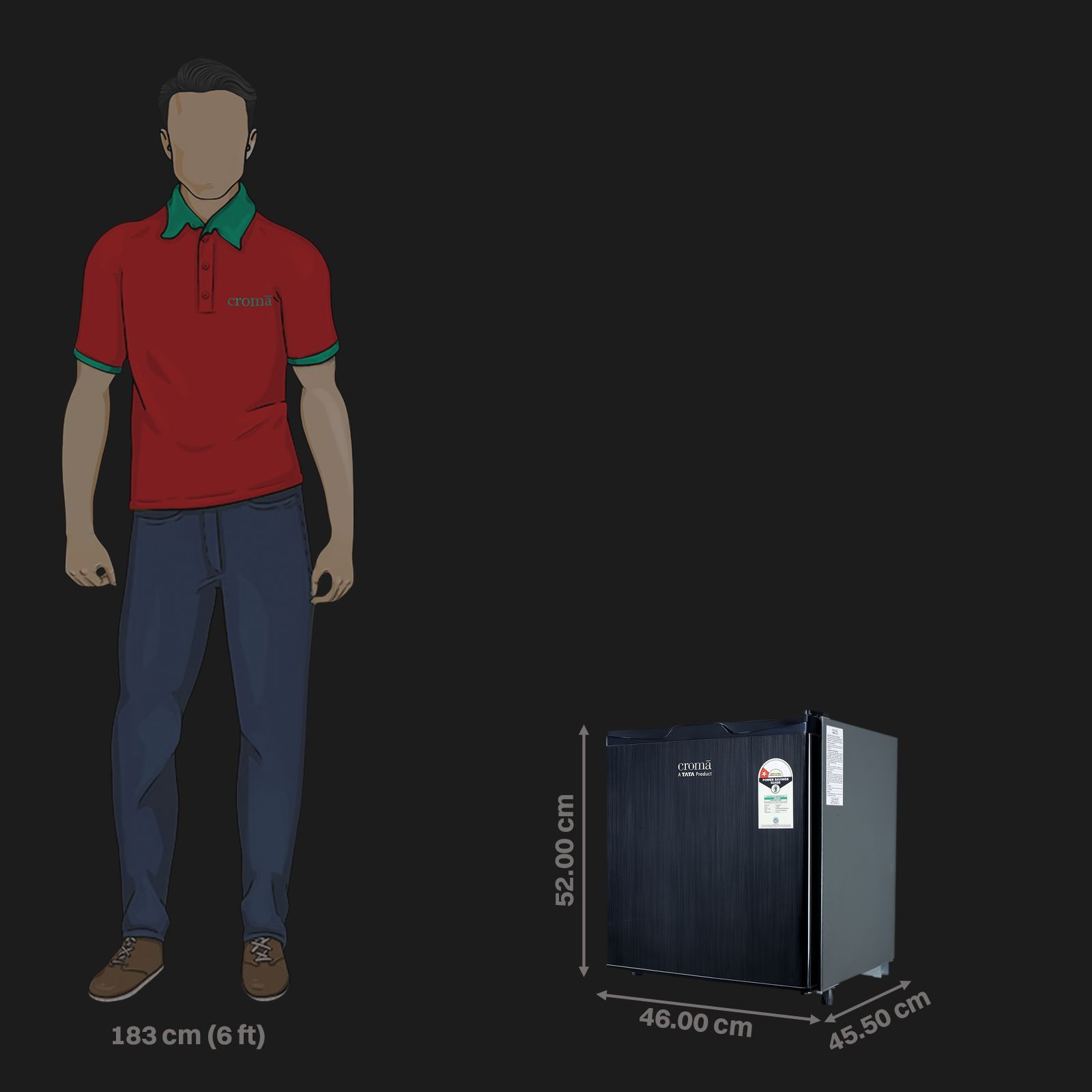 Croma 48 Litres 1 Star Direct Cool Single Door Refrigerator with Anti Fungal Door Gasket (CRLR045DCB250506, Hairline Dark Grey) Croma 48 Litres 1 Star Direct Cool Single Door Refrigerator with Anti Fungal Door Gasket (CRLR045DCB250506, Hairline Dark Grey)_2