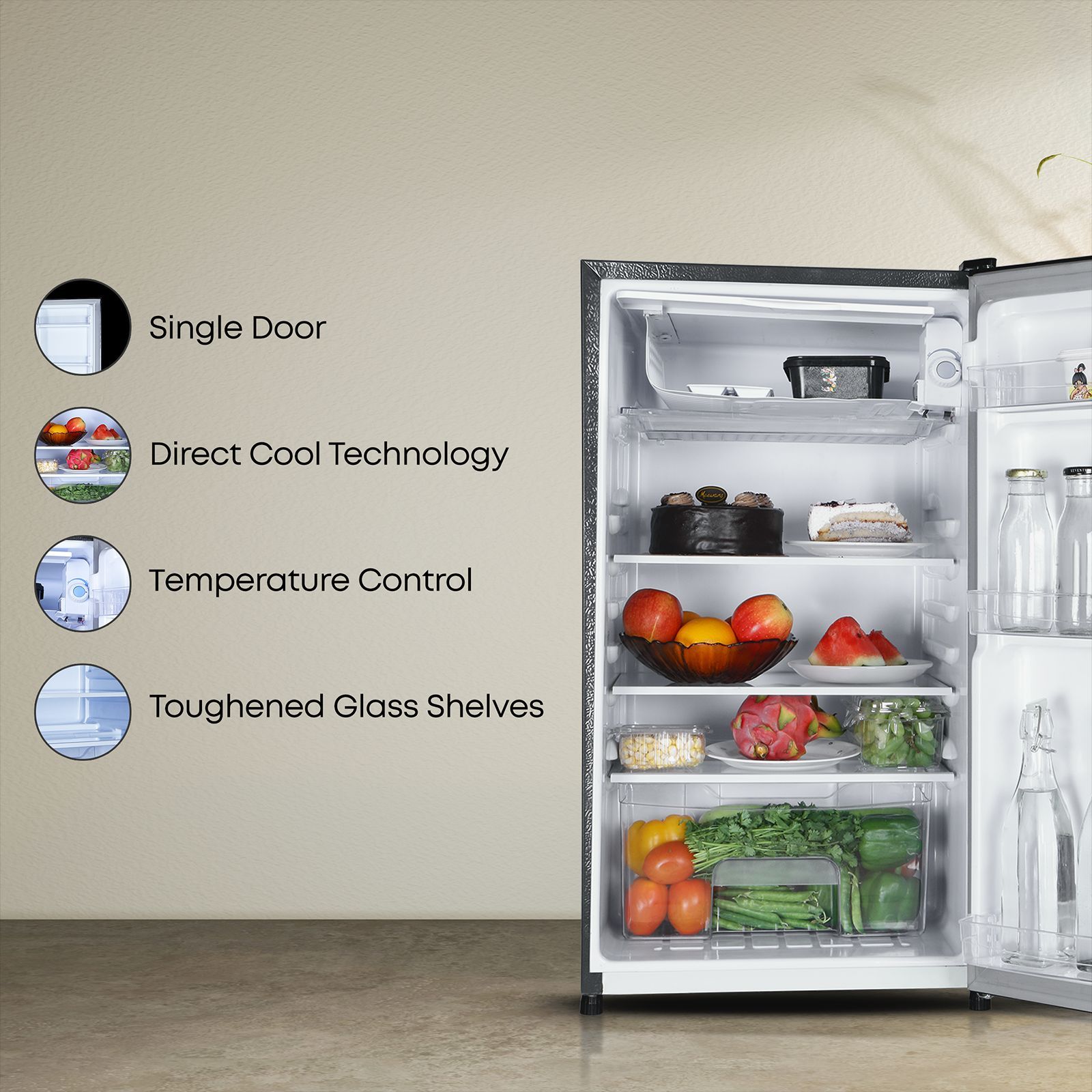 Croma 90 Litres 1 Star Direct Cool Single Door Refrigerator with Anti Fungal Door Gasket (CRLR090DCB250507, Hairline Grey) Croma 90 Litres 1 Star Direct Cool Single Door Refrigerator with Anti Fungal Door Gasket (CRLR090DCB250507, Hairline Grey)_12