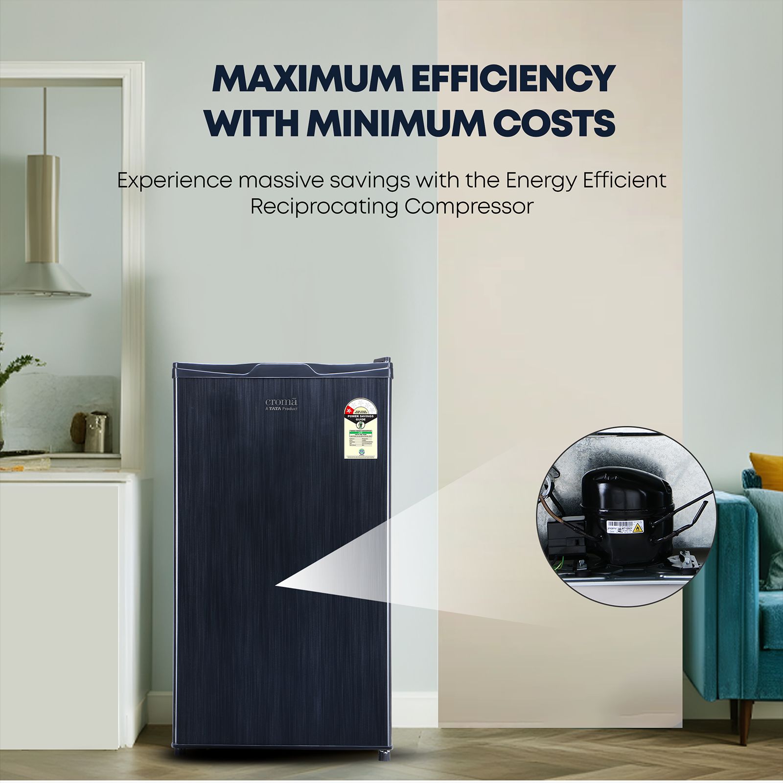 Croma 90 Litres 1 Star Direct Cool Single Door Refrigerator with Anti Fungal Door Gasket (CRLR090DCB250507, Hairline Grey) Croma 90 Litres 1 Star Direct Cool Single Door Refrigerator with Anti Fungal Door Gasket (CRLR090DCB250507, Hairline Grey)_13