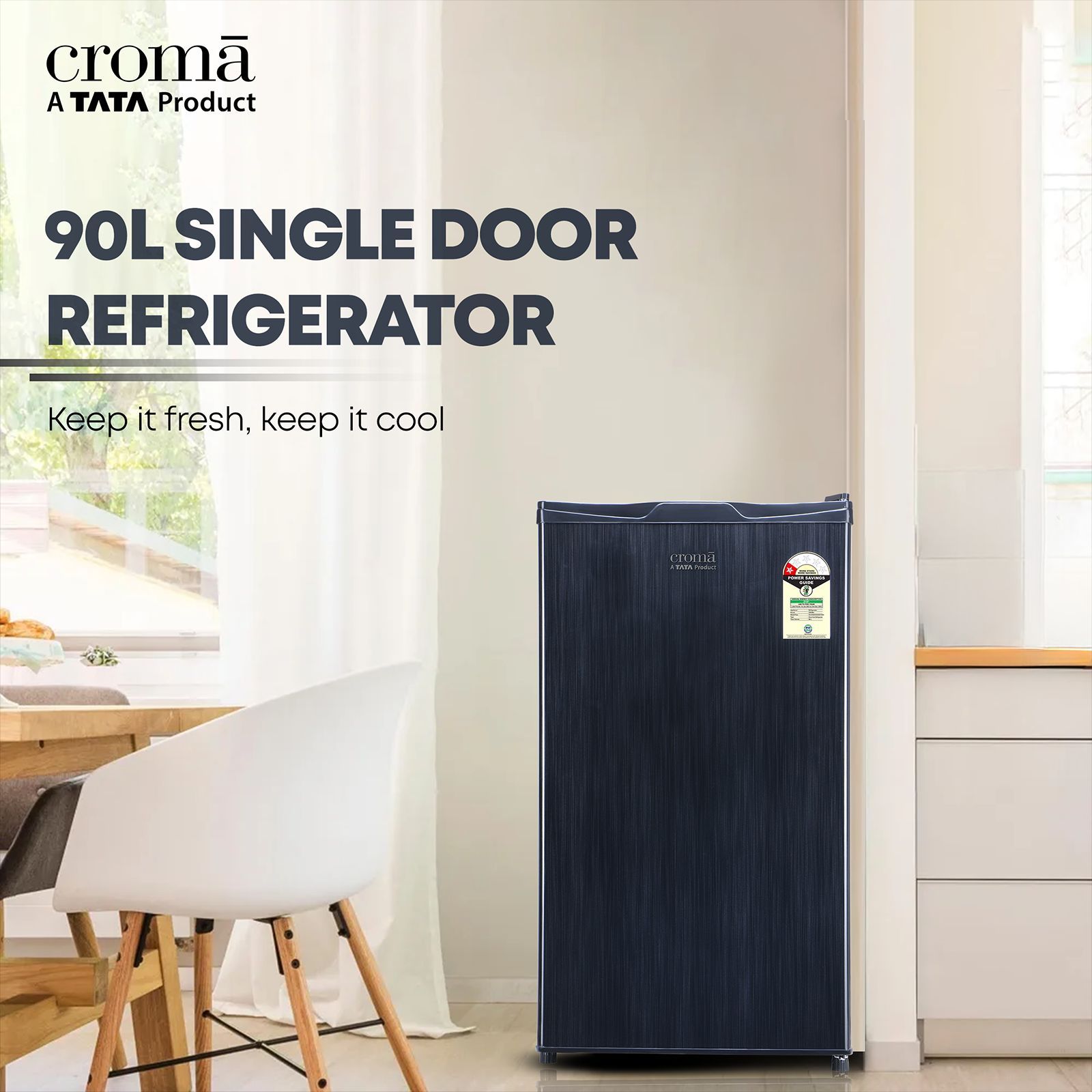Croma 90 Litres 1 Star Direct Cool Single Door Refrigerator with Anti Fungal Door Gasket (CRLR090DCB250507, Hairline Grey) Croma 90 Litres 1 Star Direct Cool Single Door Refrigerator with Anti Fungal Door Gasket (CRLR090DCB250507, Hairline Grey)_16