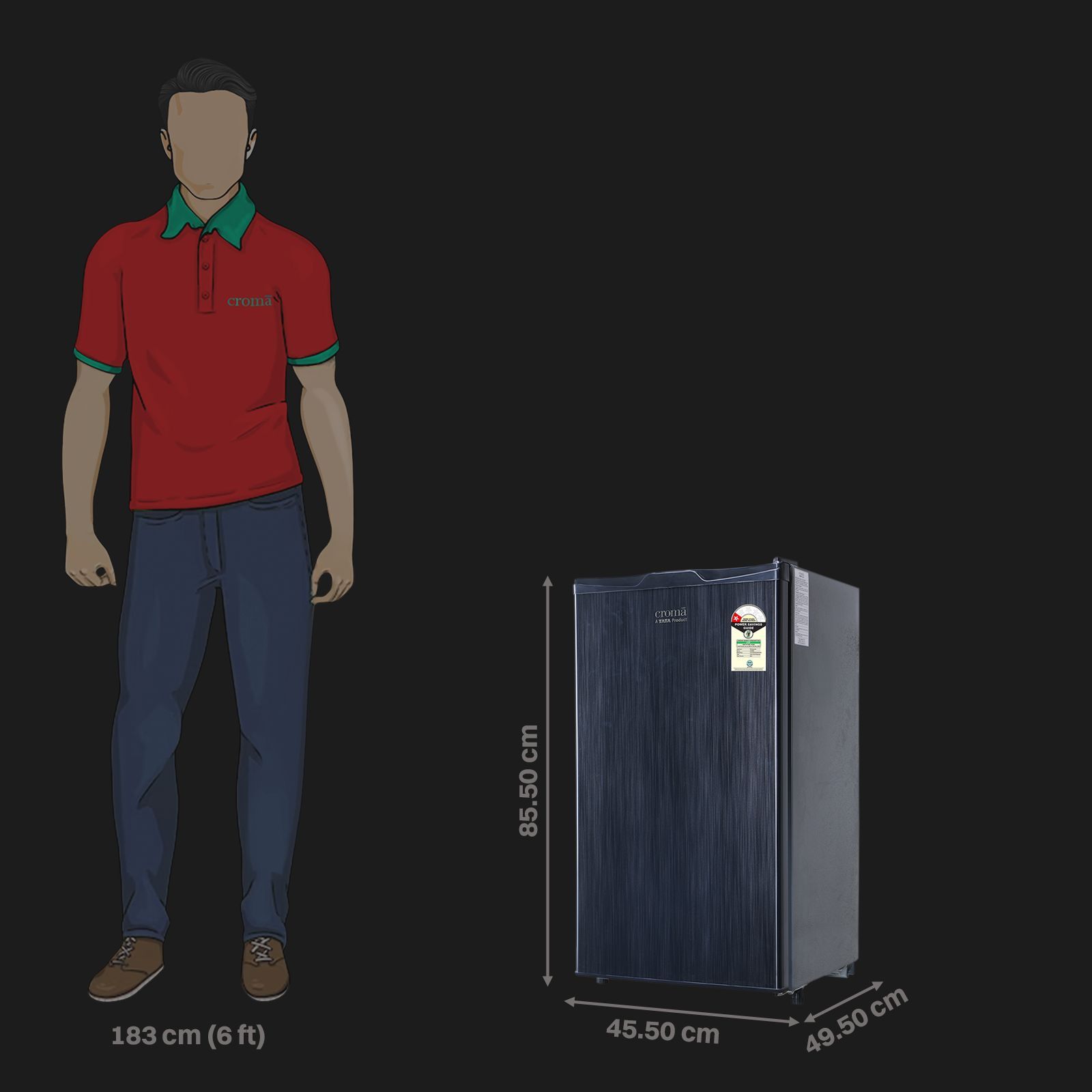 Croma 90 Litres 1 Star Direct Cool Single Door Refrigerator with Anti Fungal Door Gasket (CRLR090DCB250507, Hairline Grey) Croma 90 Litres 1 Star Direct Cool Single Door Refrigerator with Anti Fungal Door Gasket (CRLR090DCB250507, Hairline Grey)_2