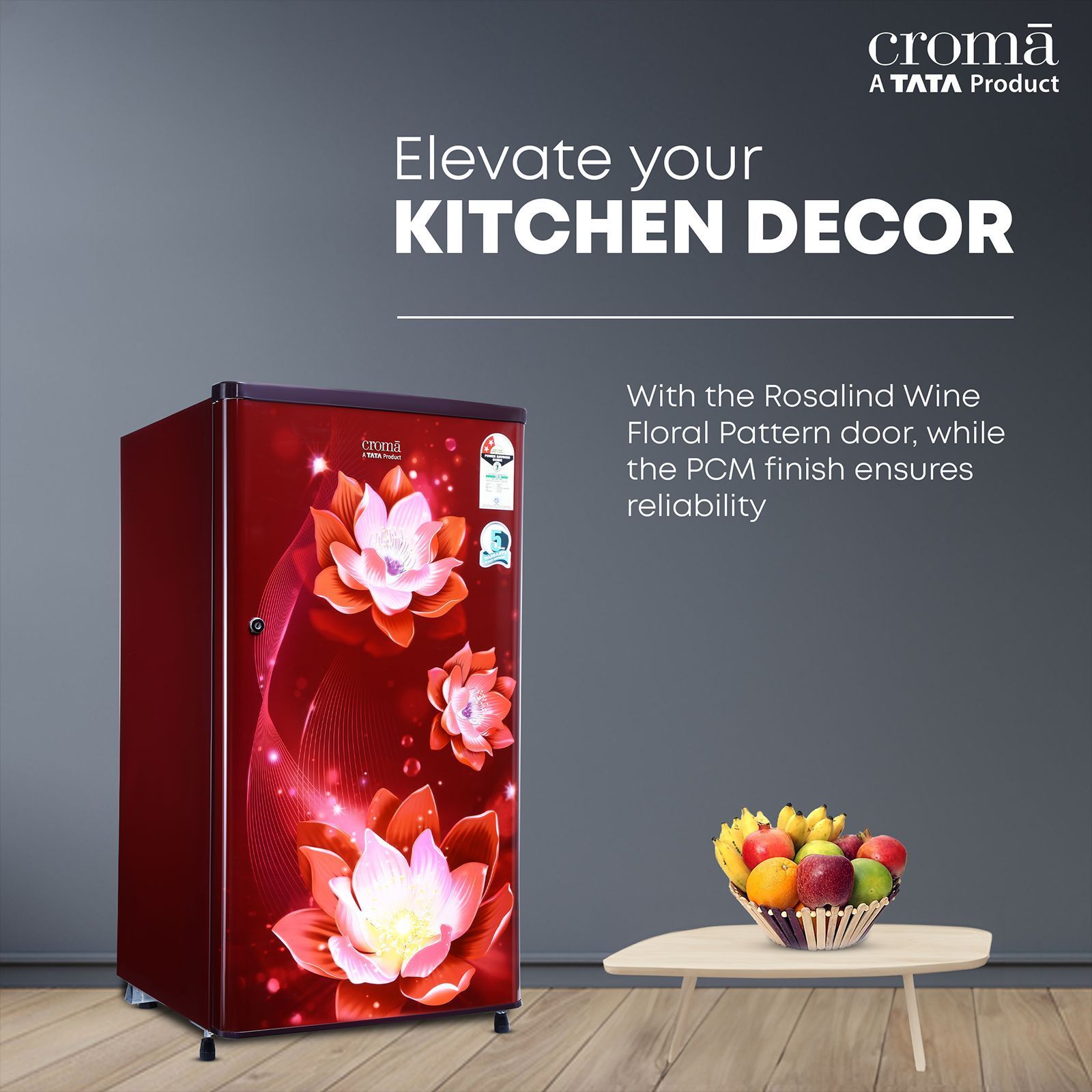 Croma 165 Litres 2 Star Direct Cool Single Door Refrigerator with Anti Fungal Gasket ( PCM Floral)_5