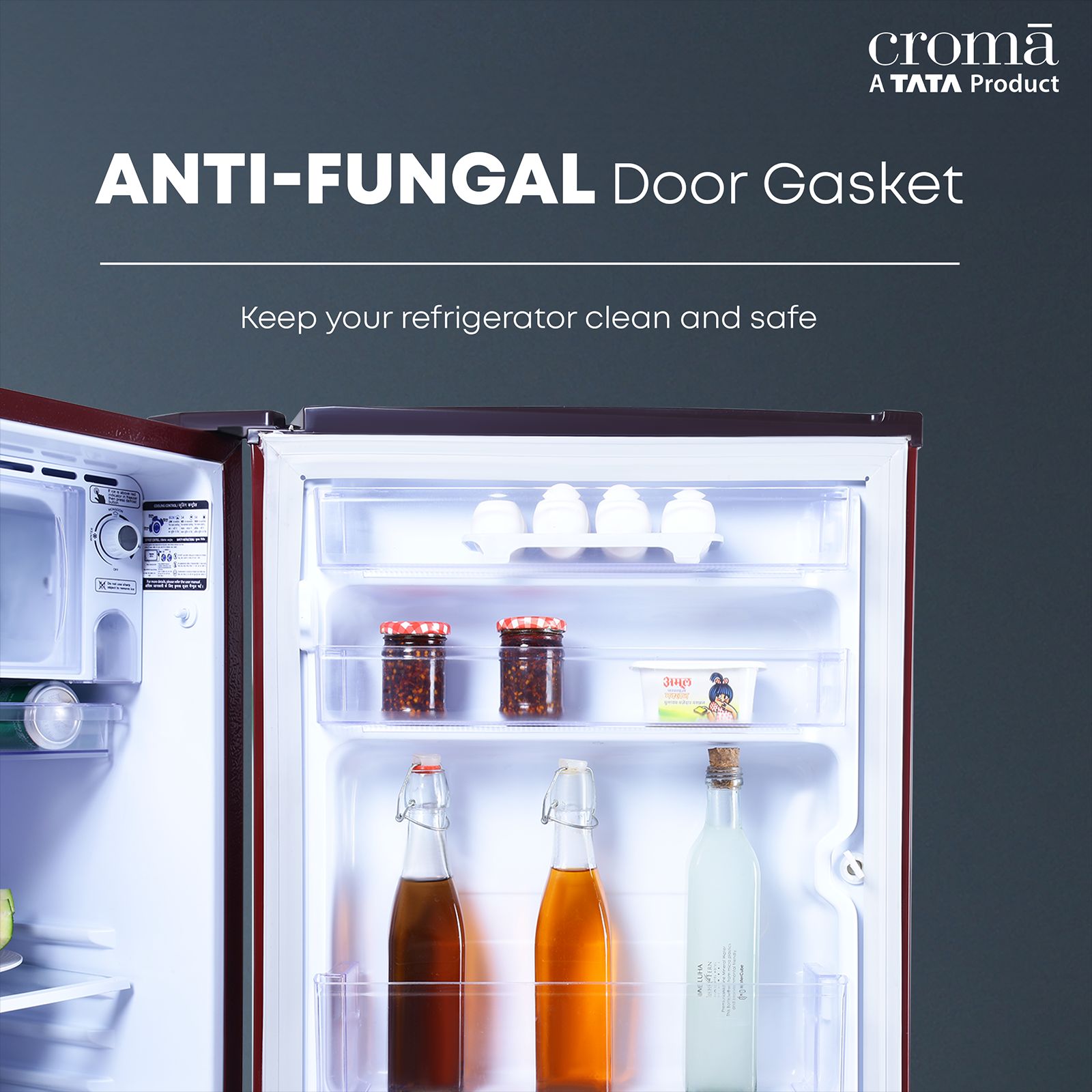 Croma 165 Litres 2 Star Direct Cool Single Door Refrigerator with Anti Fungal Gasket ( PCM Floral)_7