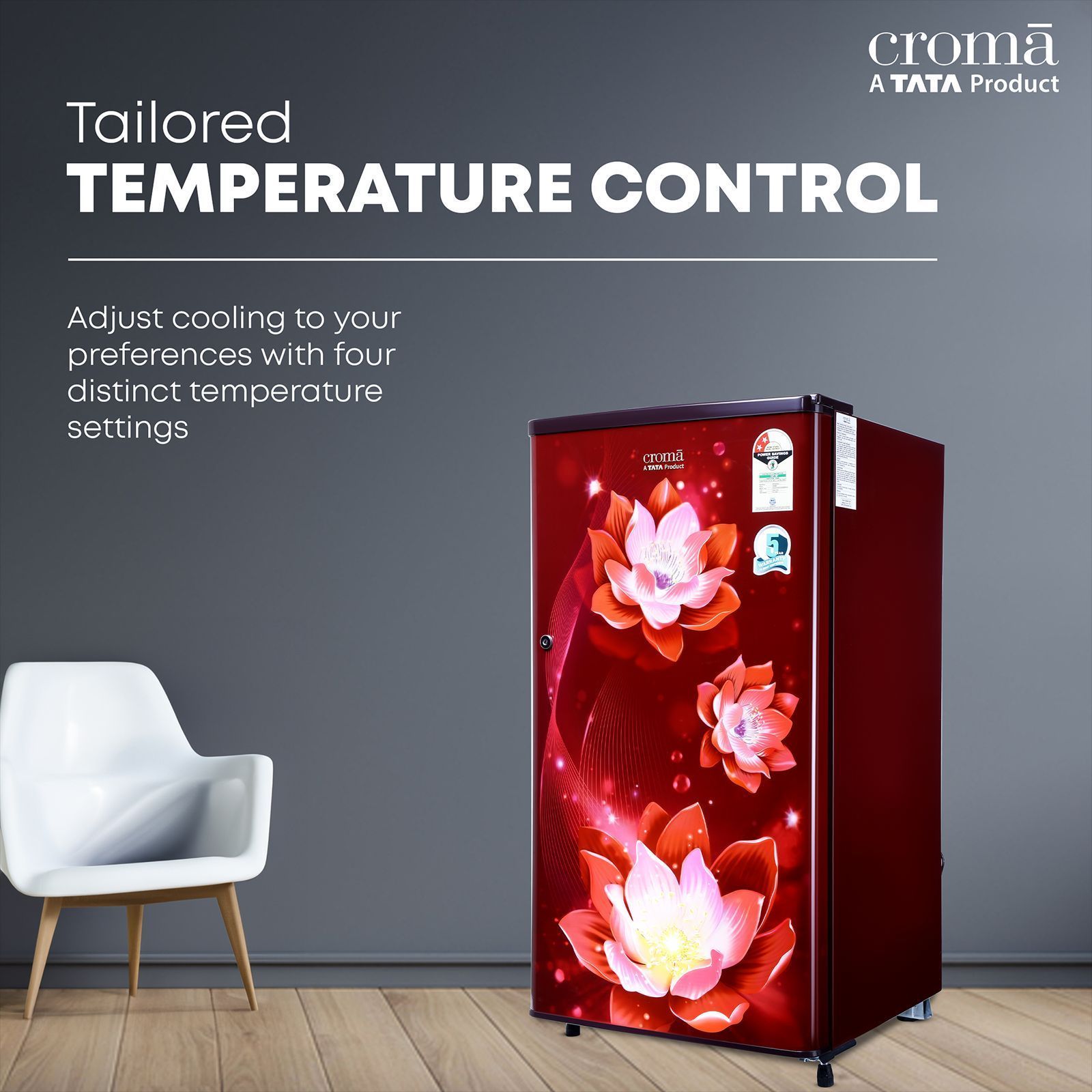 Croma 165 Litres 2 Star Direct Cool Single Door Refrigerator with Anti Fungal Gasket ( PCM Floral)_8