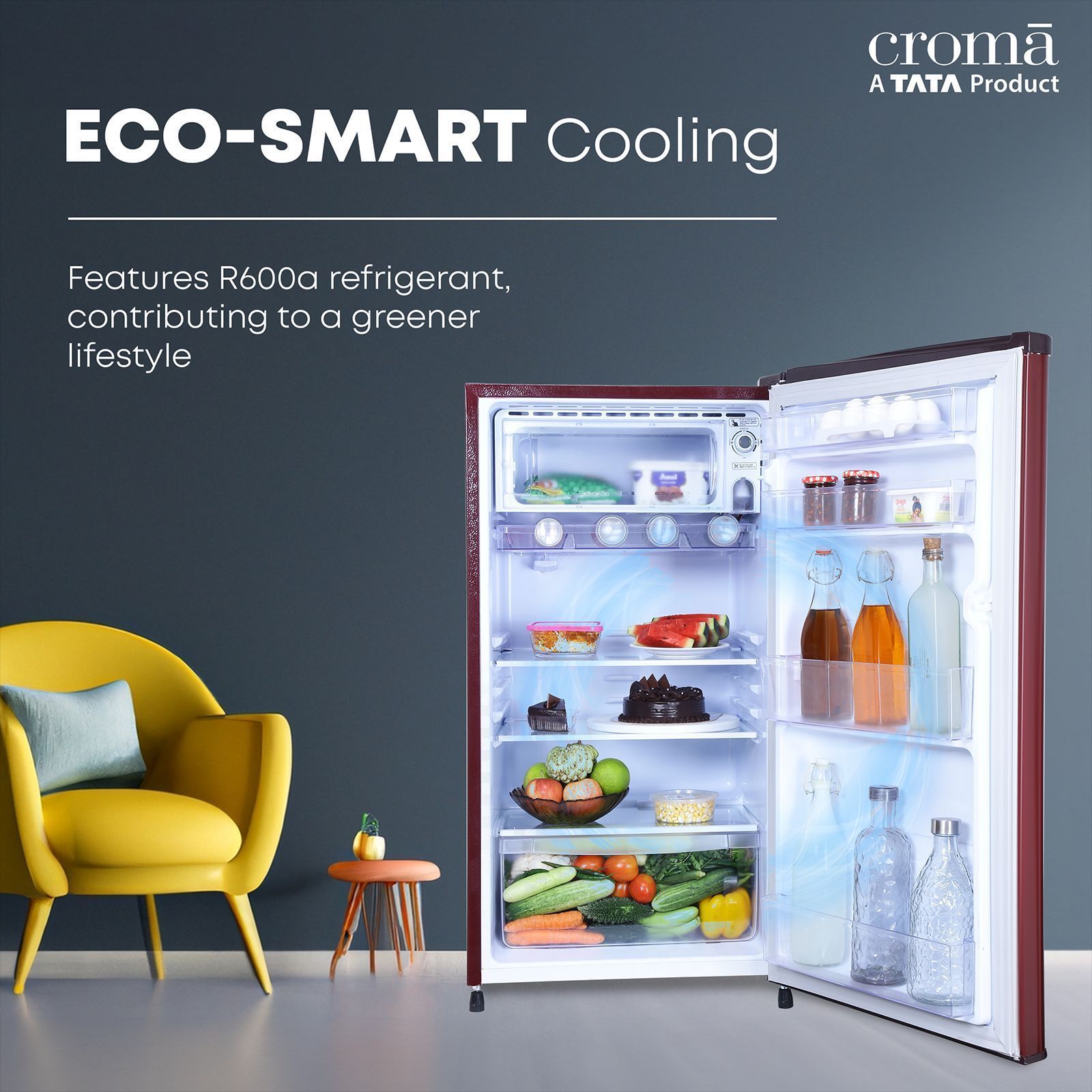 Croma 165 Litres 2 Star Direct Cool Single Door Refrigerator with Anti Fungal Gasket ( PCM Floral)_9