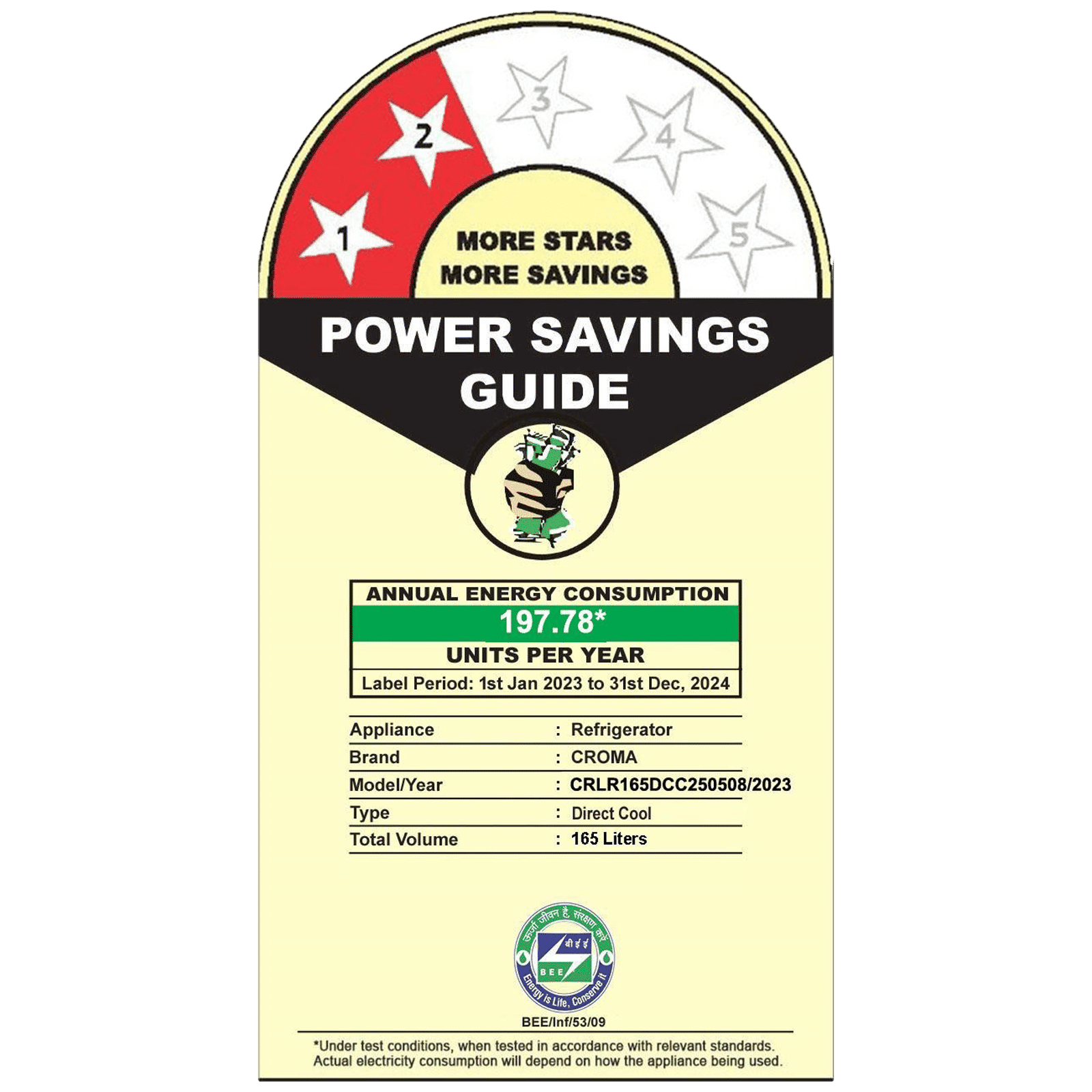 Croma 165 Litres 2 Star Direct Cool Single Door Refrigerator with Anti Fungal Gasket ( PCM Floral)_10