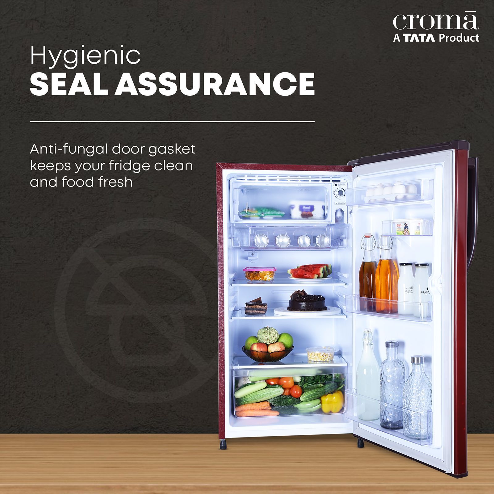Croma 183 Litres 2 Star Direct Cool Single Door Refrigerator with Anti-Fungal Door Gasket ( Rosalind Wine)_6