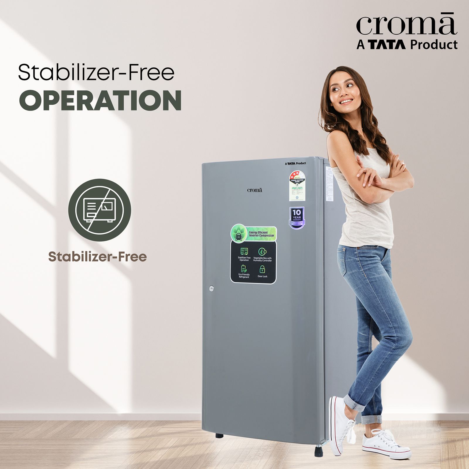 Croma 185 Litres 3 Star Direct Cool Single Door Refrigerator with Inverter Compressor (CRLR185DID276201, Solid Grey)_11