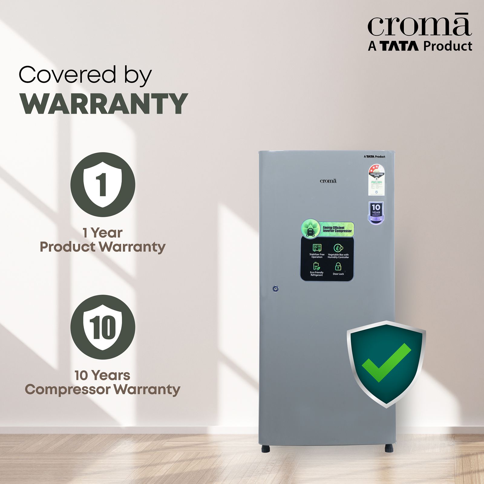 Croma 185 Litres 3 Star Direct Cool Single Door Refrigerator with Inverter Compressor (CRLR185DID276201, Solid Grey)_14