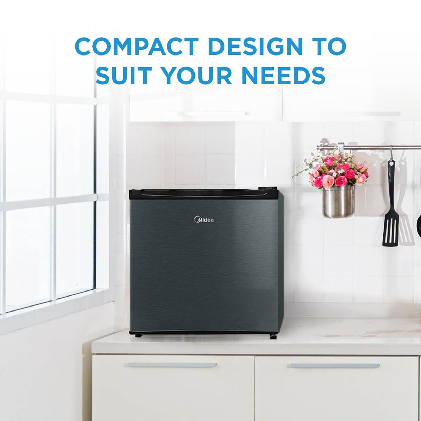 Midea 45 Litres 3 Star Direct Cool Single Door Mini Refrigerator with Reversible Door (MDRD86FGE03, Bright Crystal Gray)_12